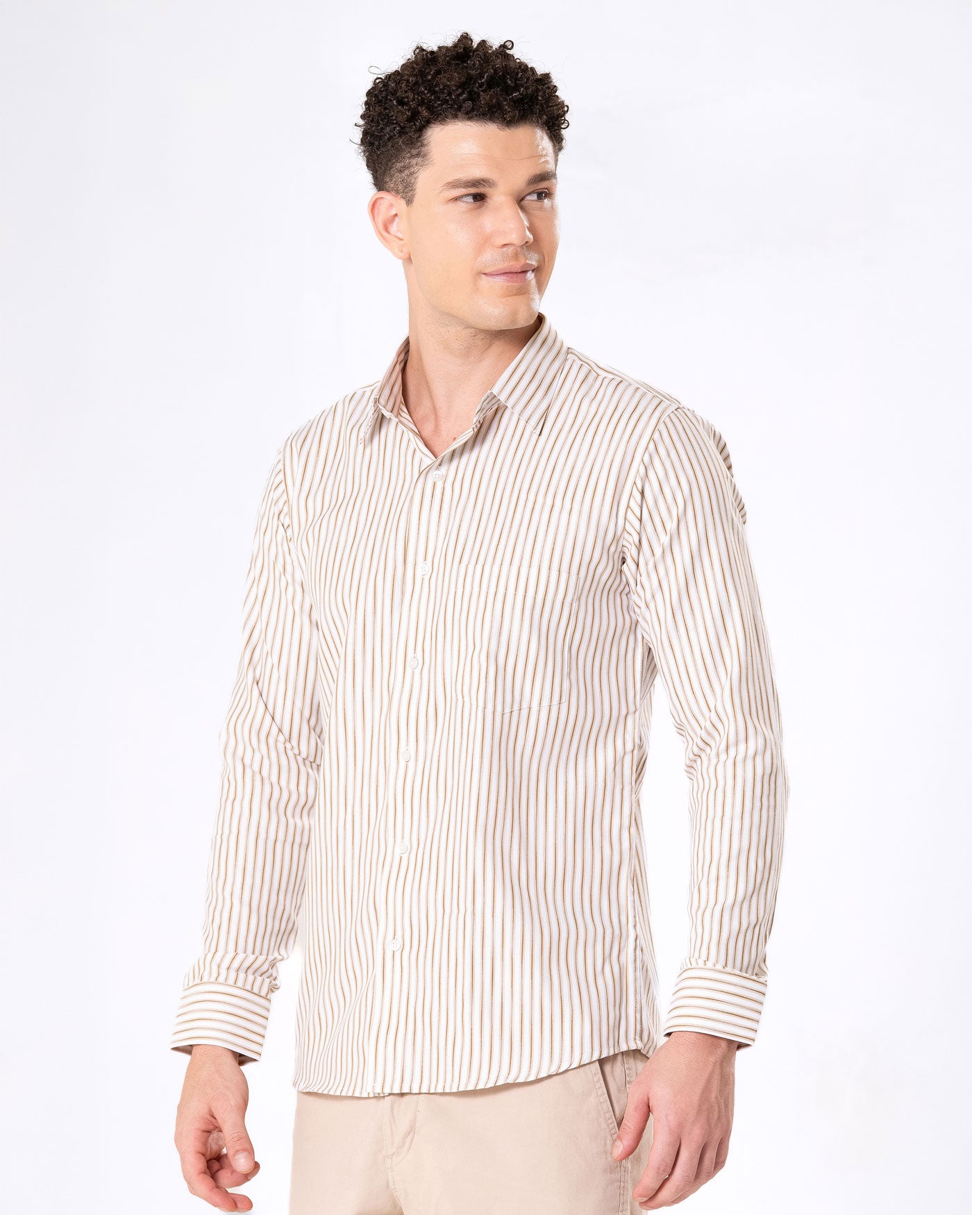 Brex Brown Premium Cotton Stripe Shirt - Bullane