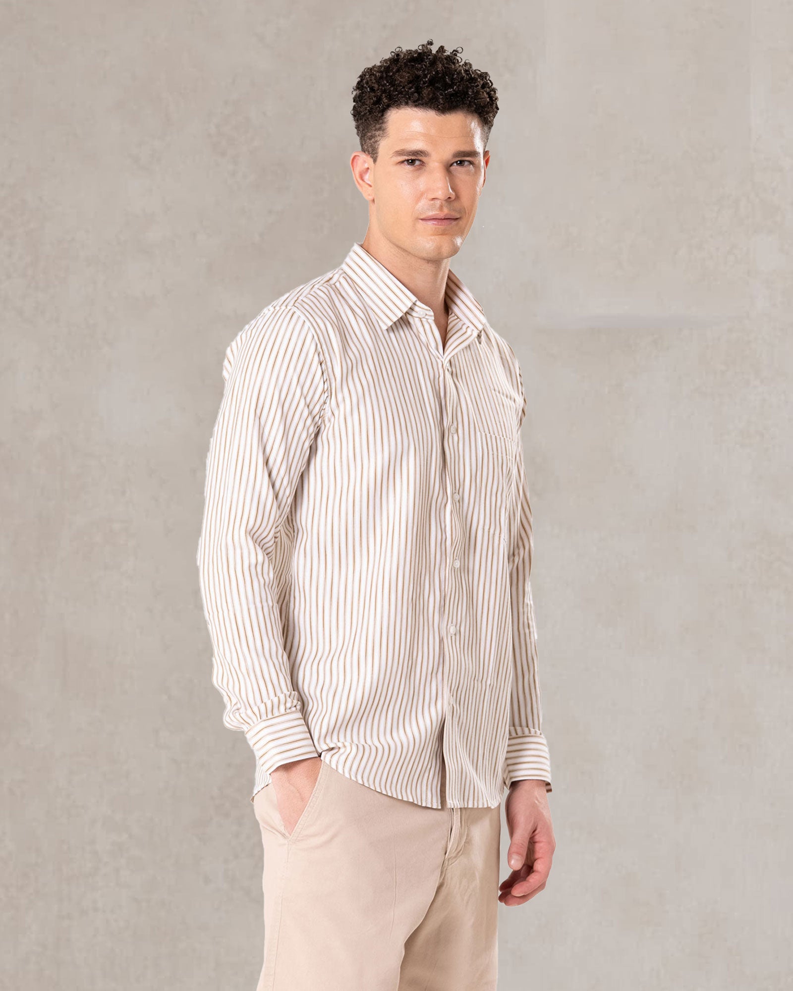 Brex Brown Premium Cotton Stripe Shirt