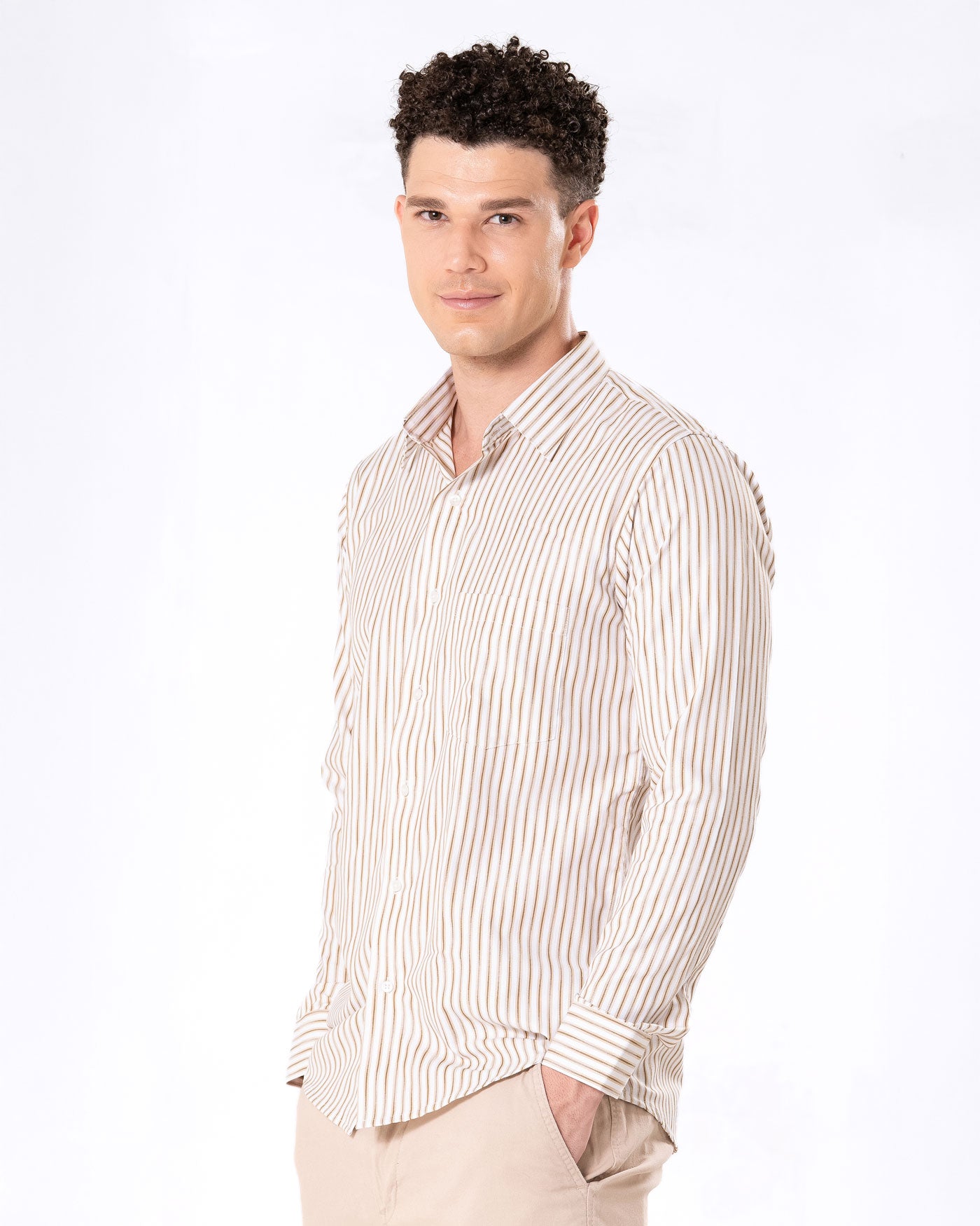 Brex Brown Premium Cotton Stripe Shirt - Bullane