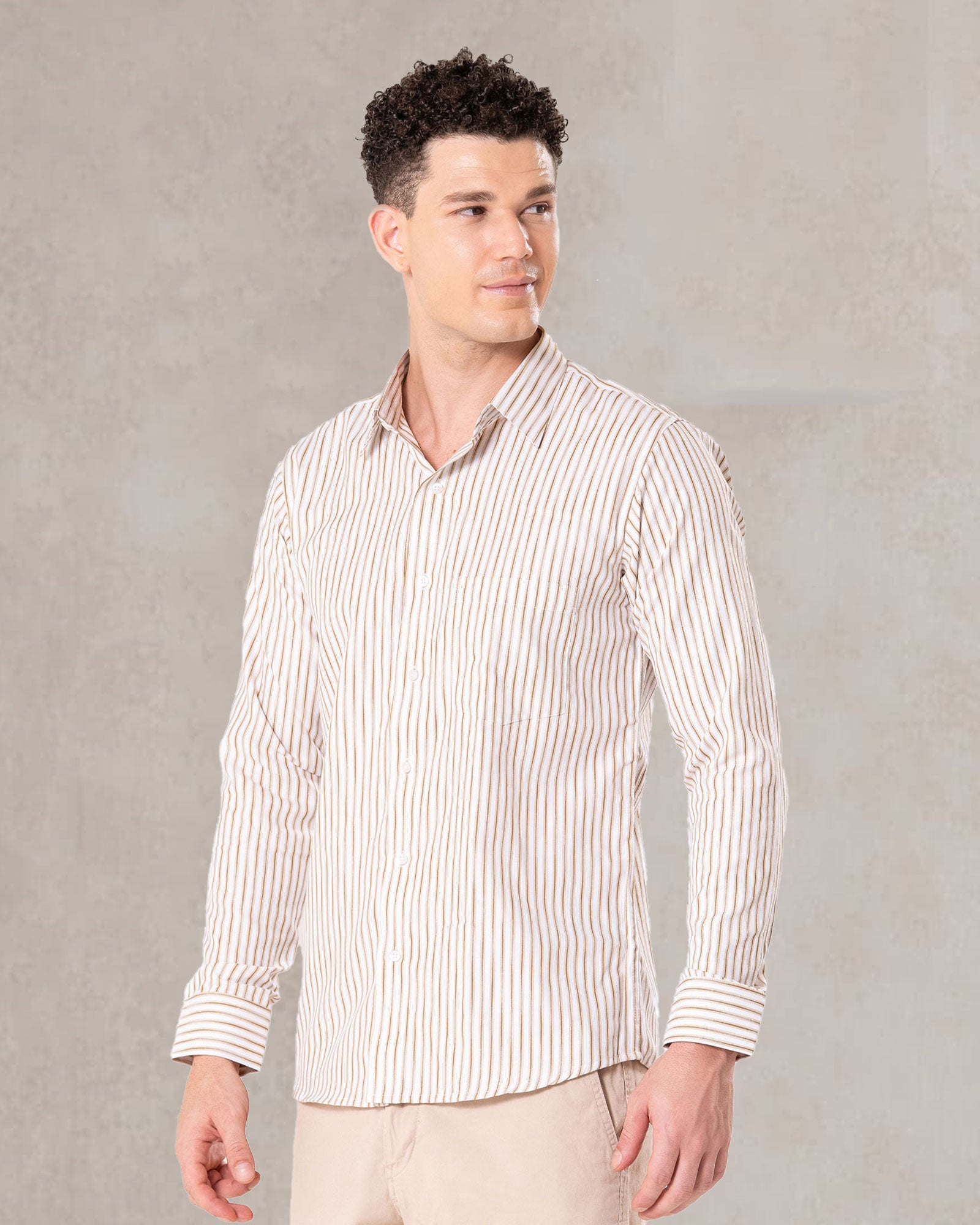 Brex Brown Premium Cotton Stripe Shirt