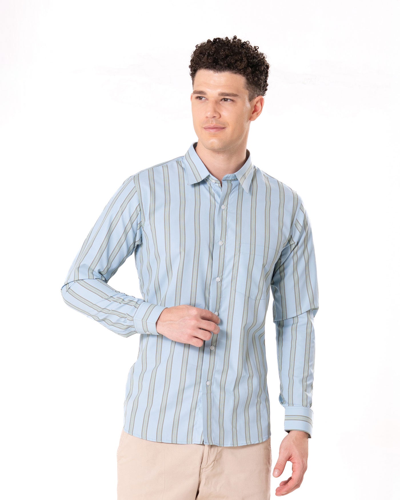 Brex Sky Blue Premium Cotton Stripe Shirt - Bullane