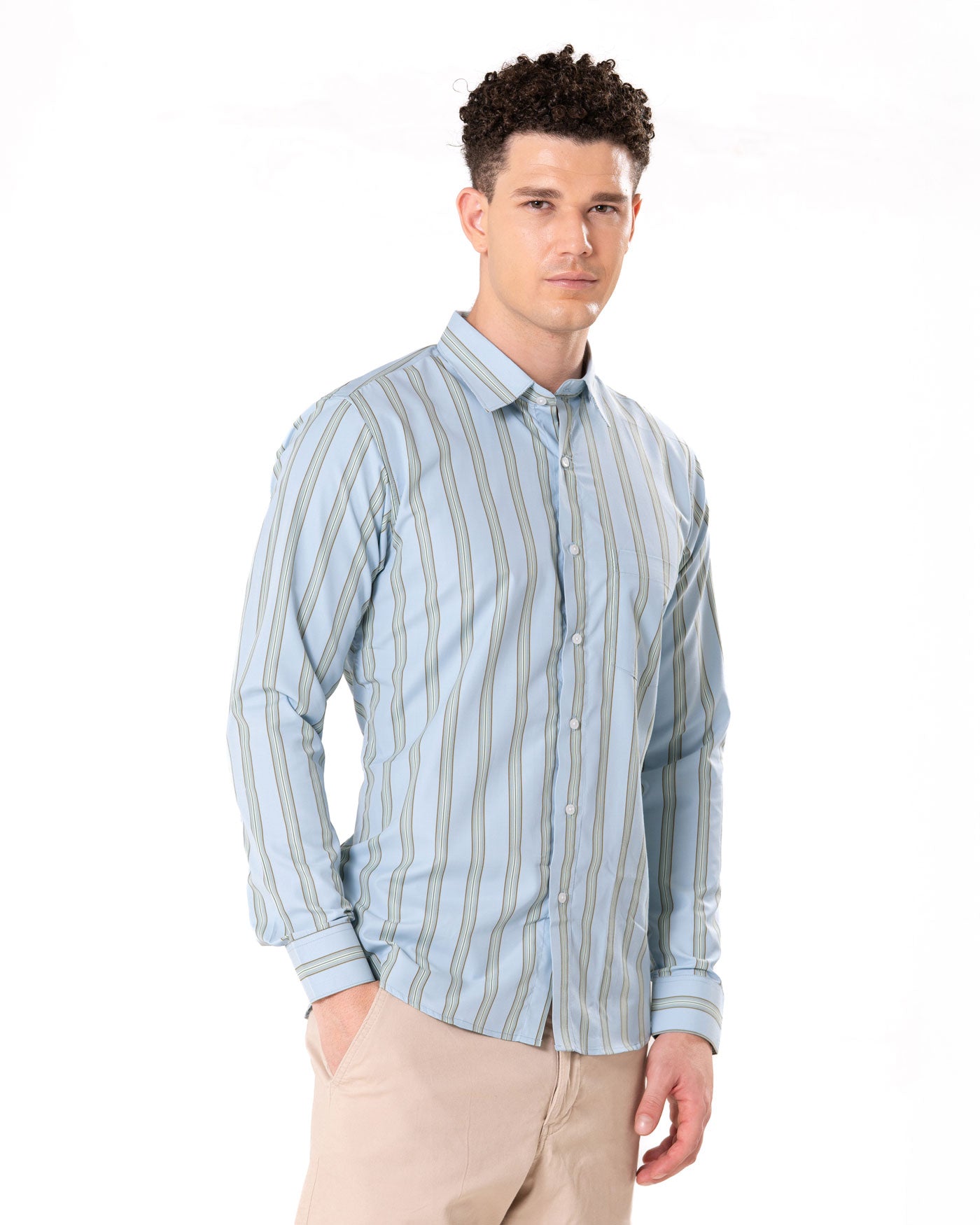 Brex Sky Blue Premium Cotton Stripe Shirt - Bullane
