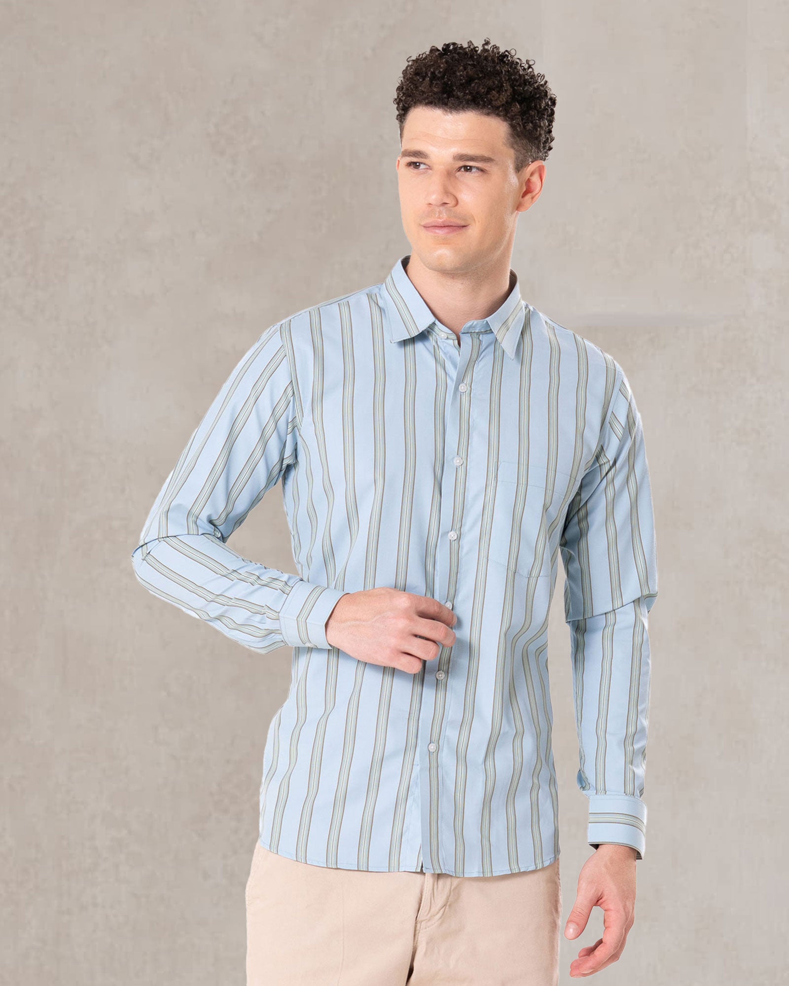 Brex Sky Blue Premium Cotton Stripe Shirt