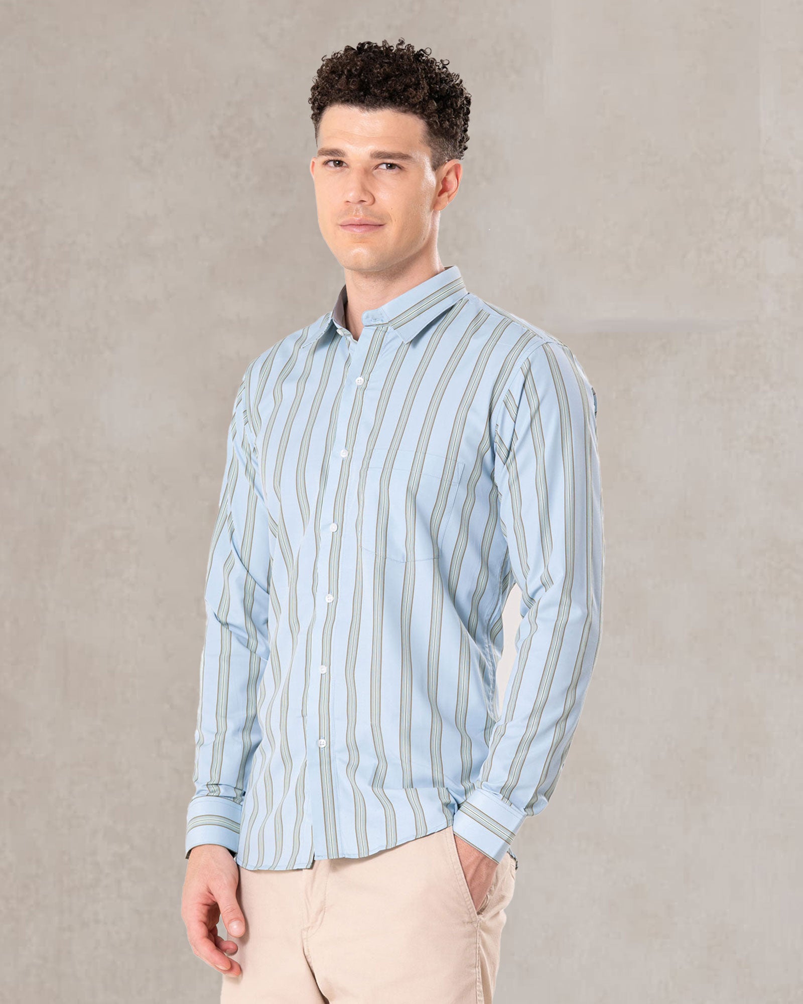 Brex Sky Blue Premium Cotton Stripe Shirt