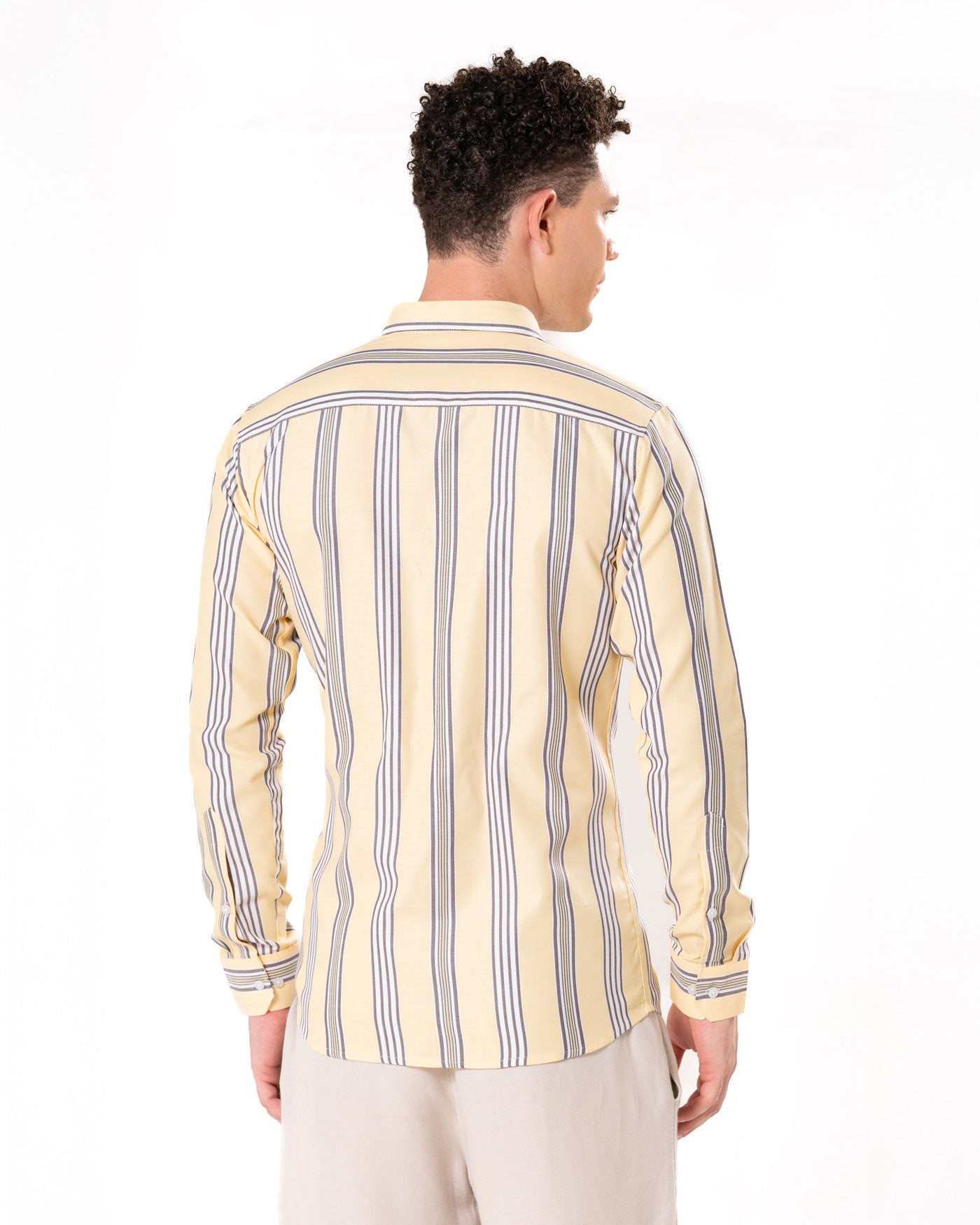 Brex Yellow Premium Cotton Stripe Shirt - Bullane