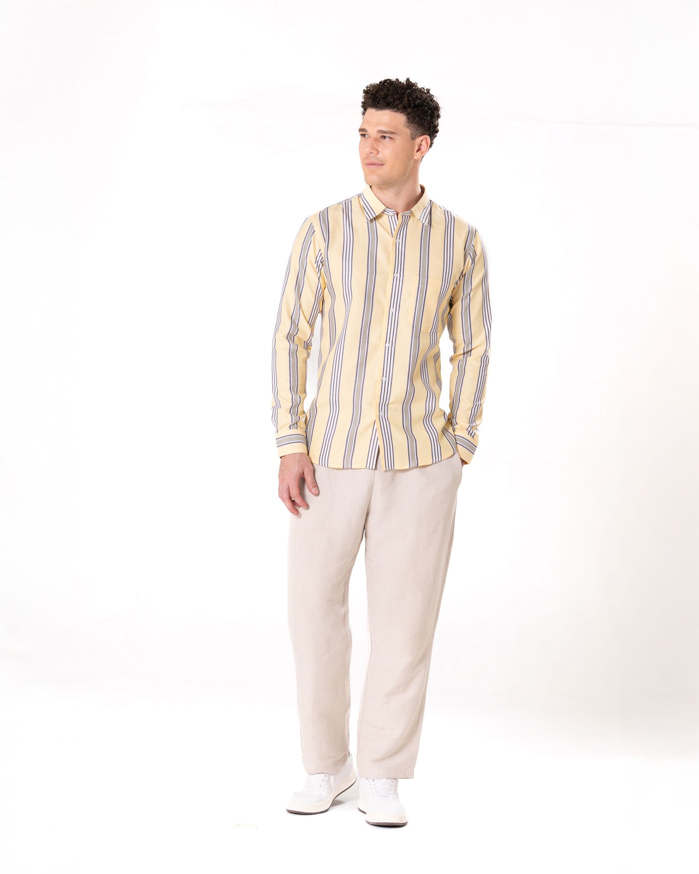 Brex Yellow Premium Cotton Stripe Shirt - Bullane