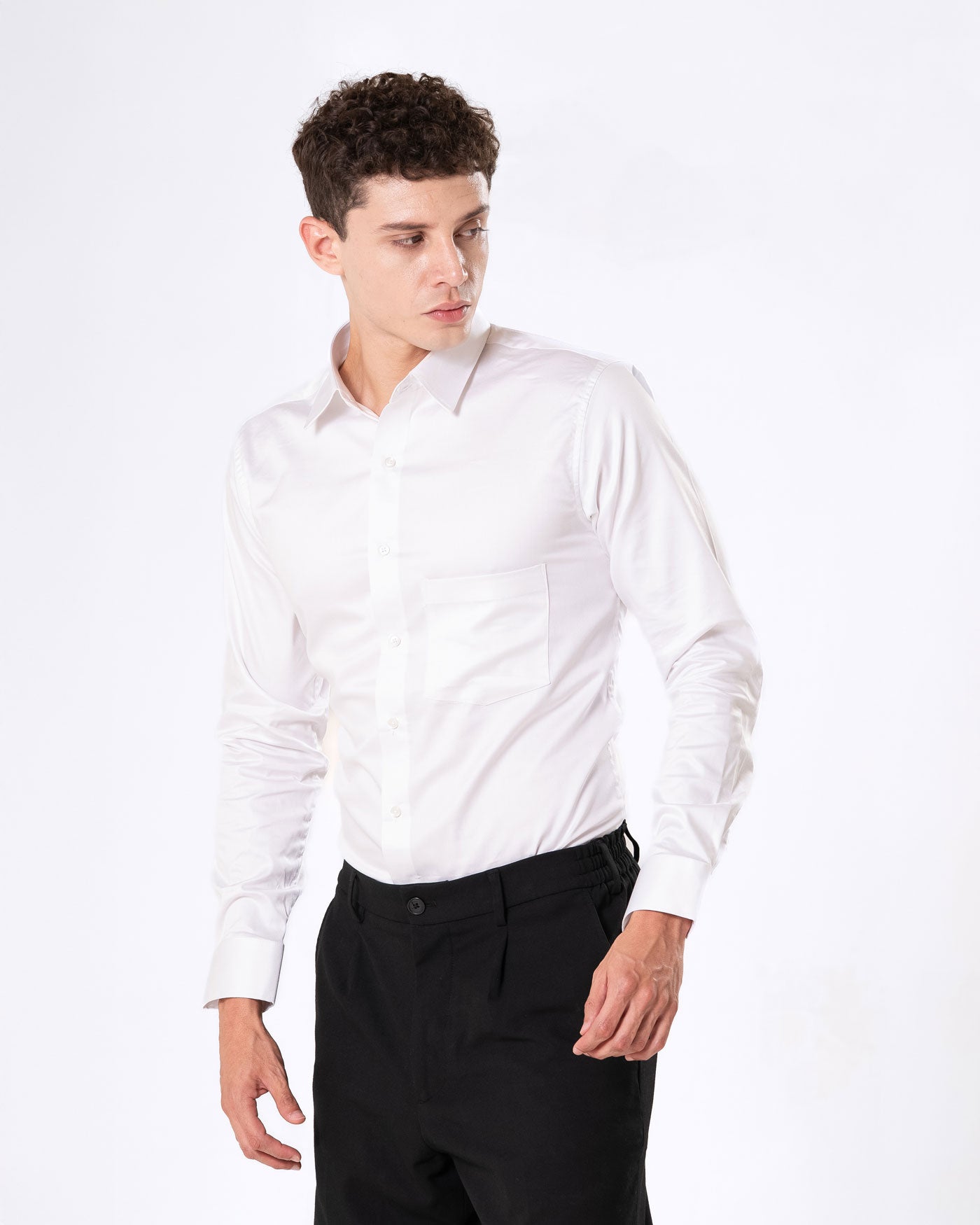 Benedict White Cotton Plain Shirt- Bullane