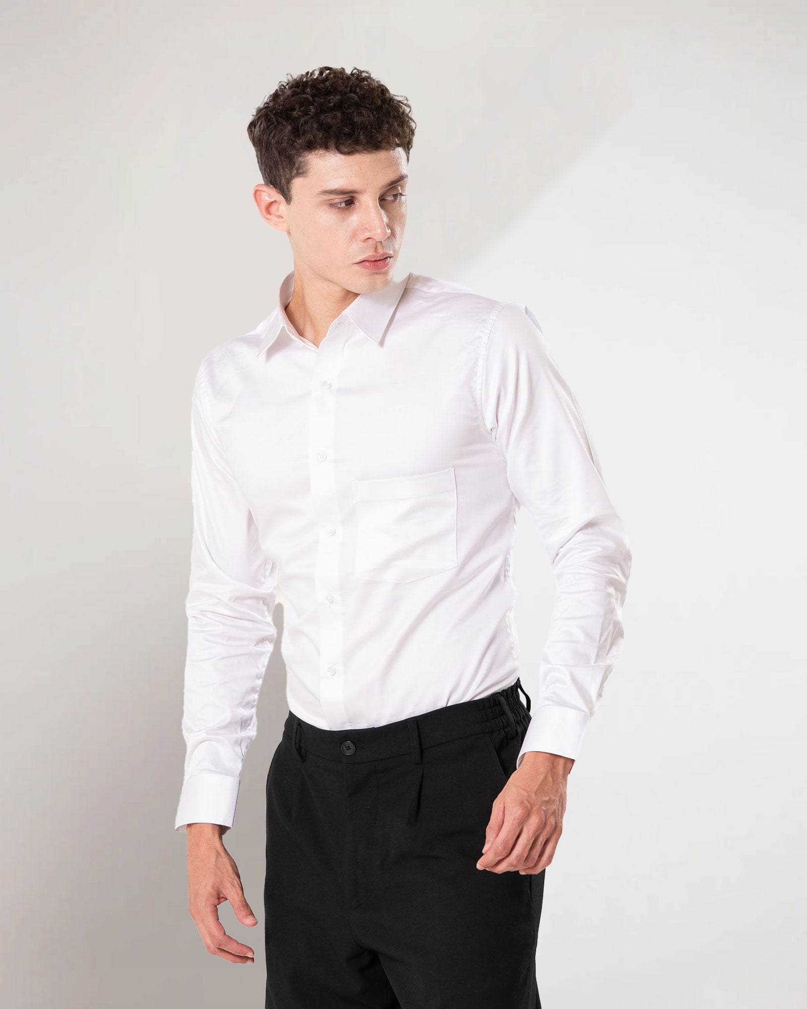 Benedict White Cotton Plain Shirt