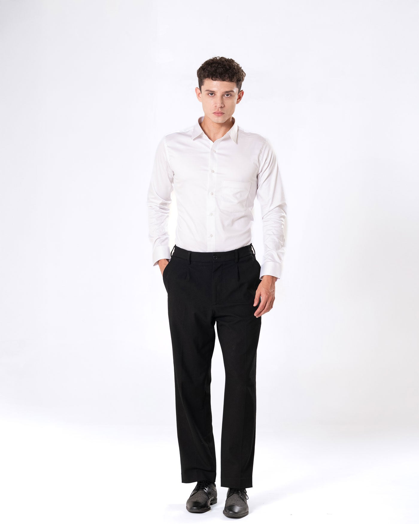 Benedict White Cotton Plain Shirt- Bullane