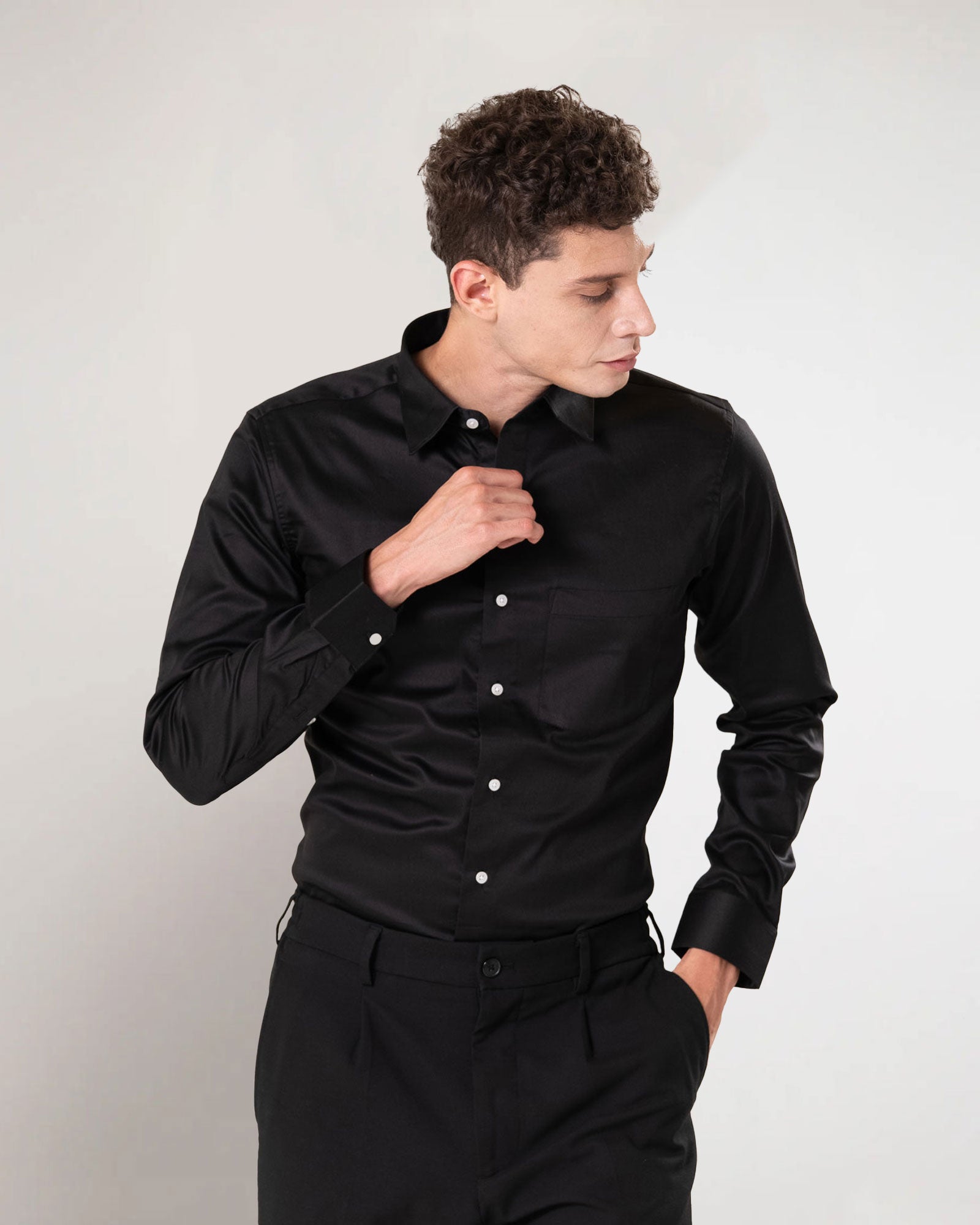 Benedict Black Cotton Plain Shirt