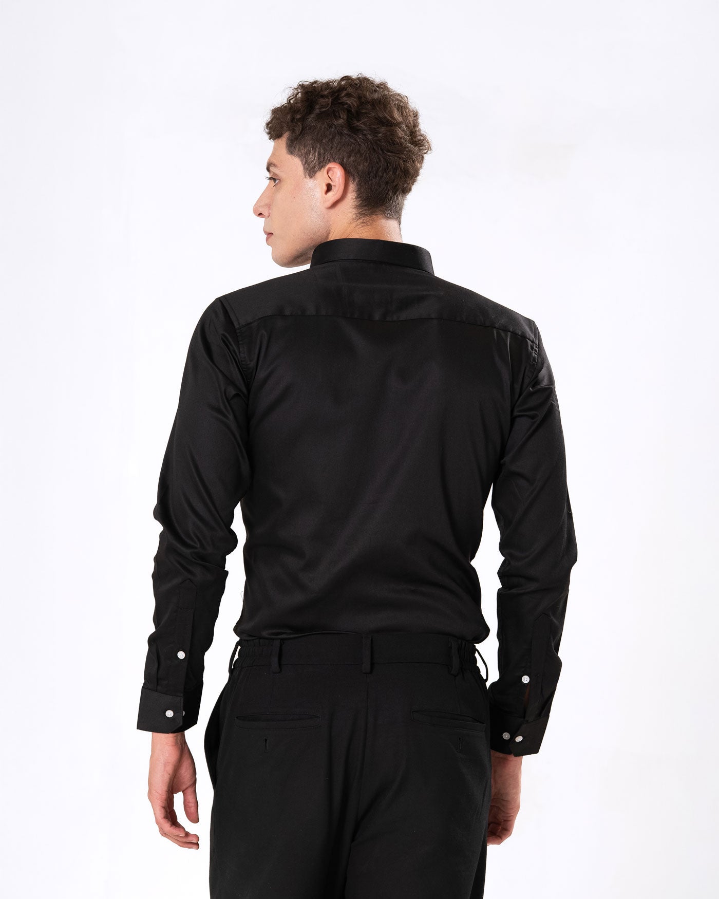 Benedict Black Cotton Plain Shirt- Bullane