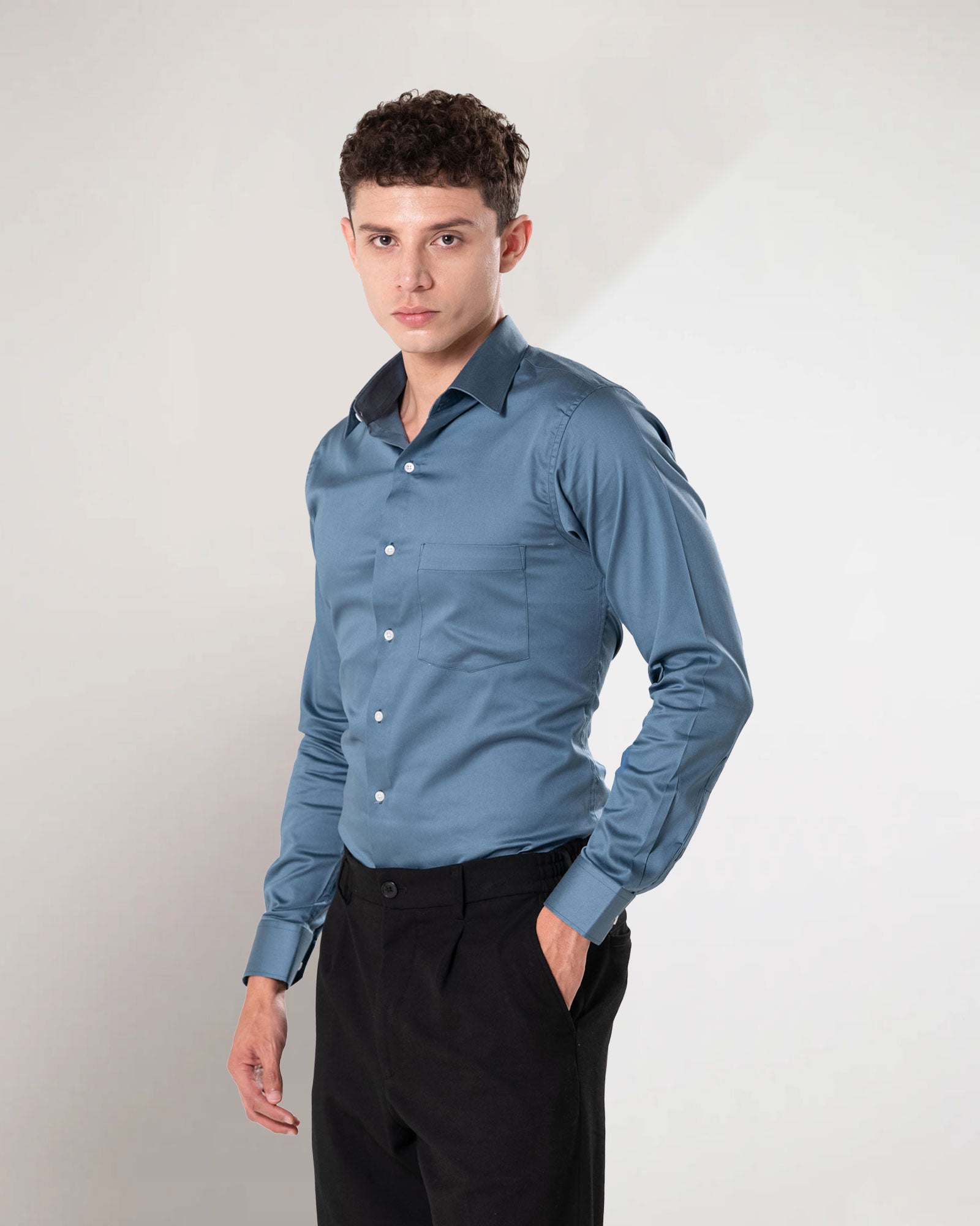 Benedict Grey Cotton Plain Shirt