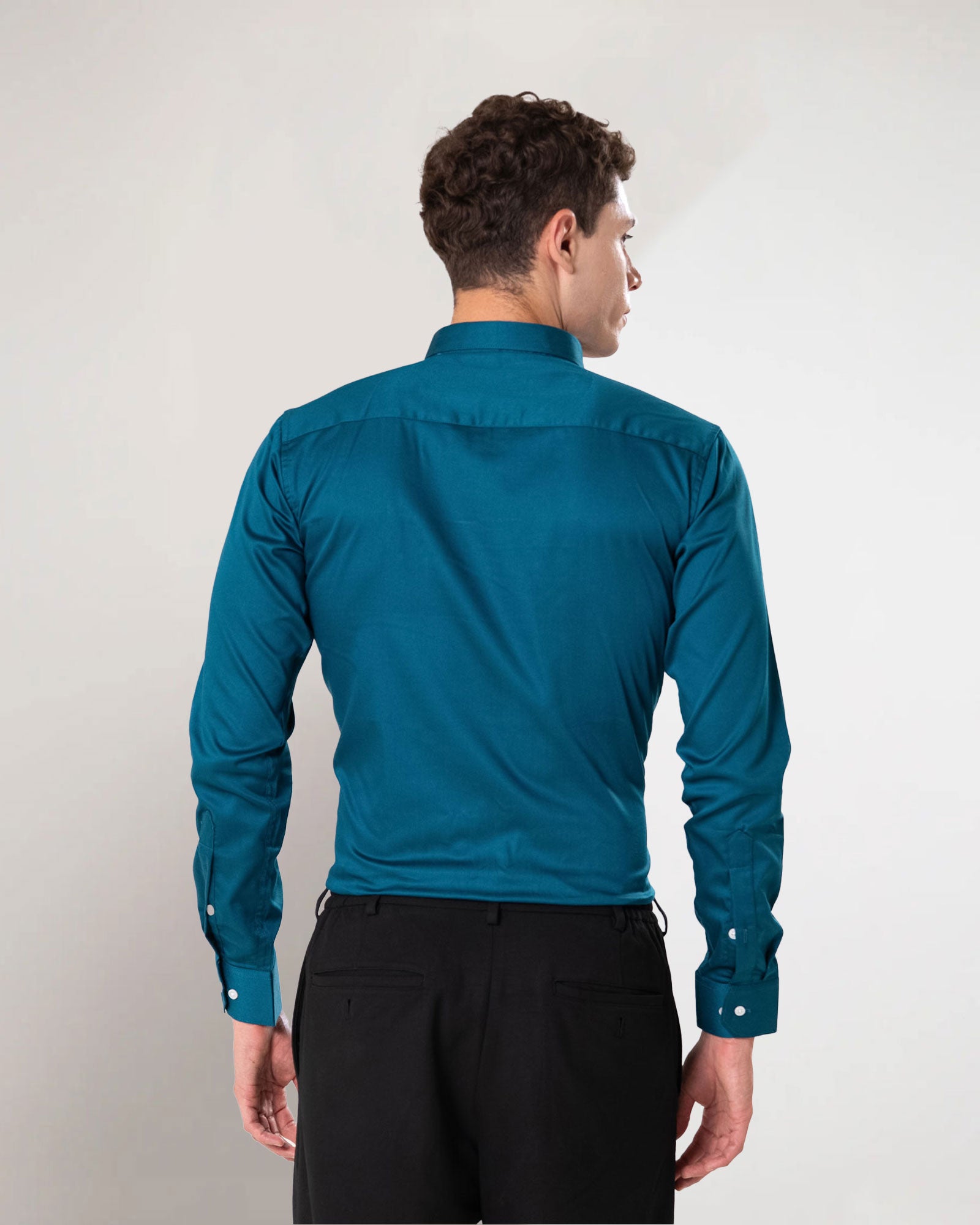 Benedict Teal Cotton Plain Shirt