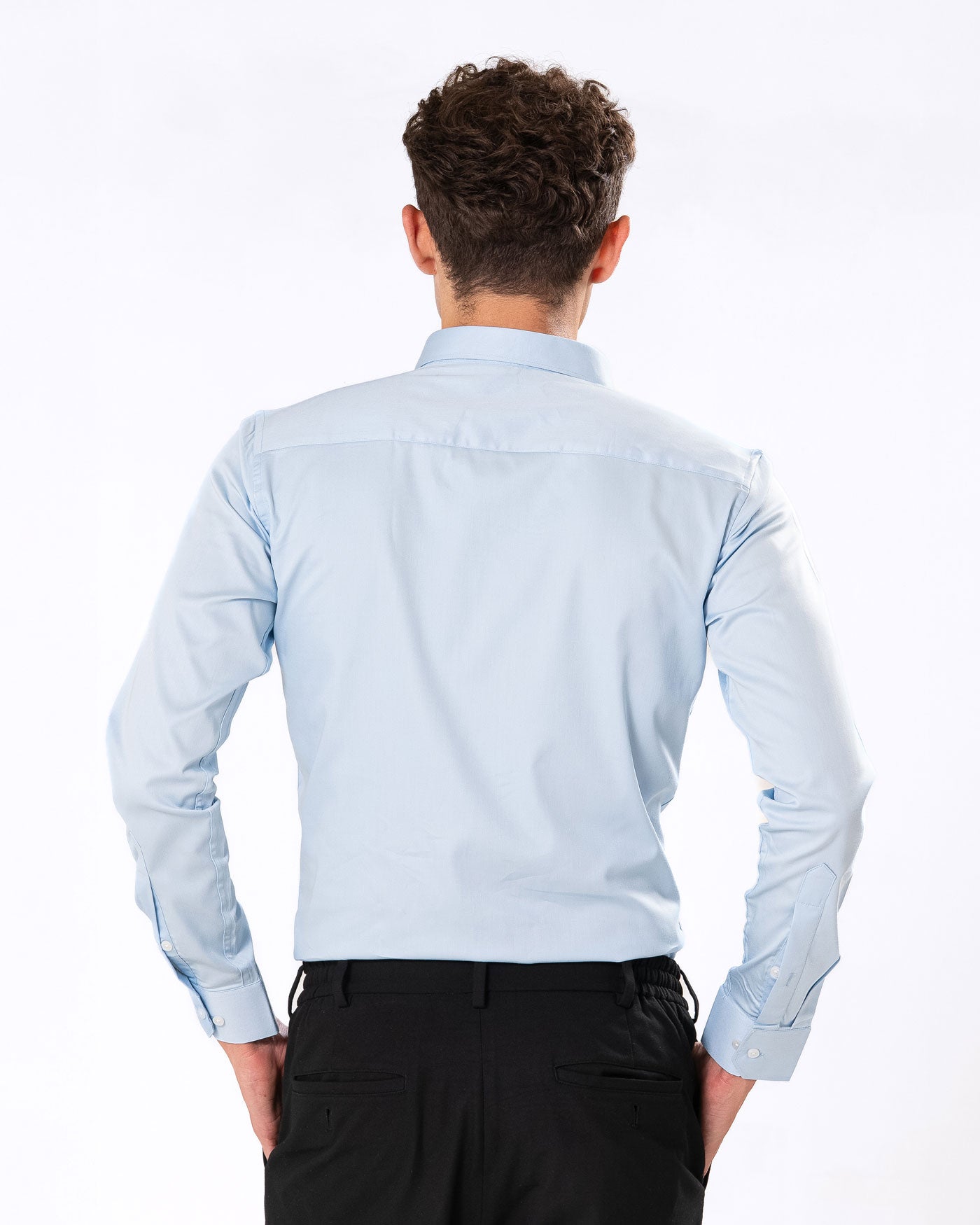 Benedict Sky Blue Cotton Plain Shirt- Bullane