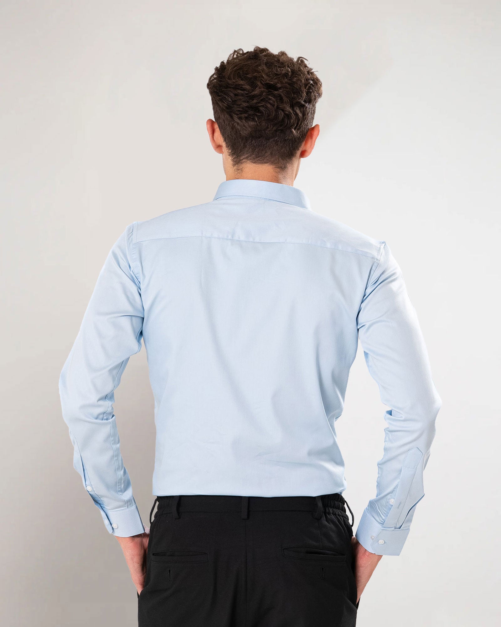 Benedict Sky Blue Cotton Plain Shirt