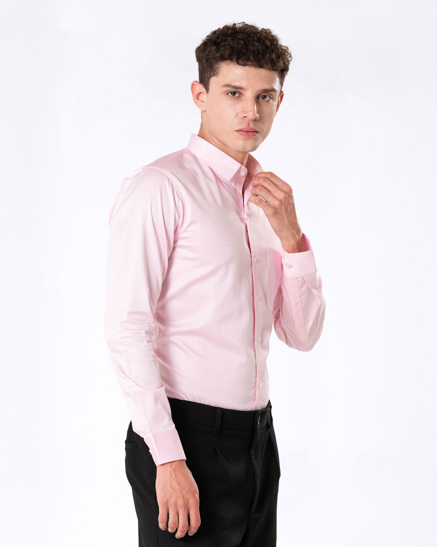 Benedict Pink Cotton Plain Shirt- Bullane