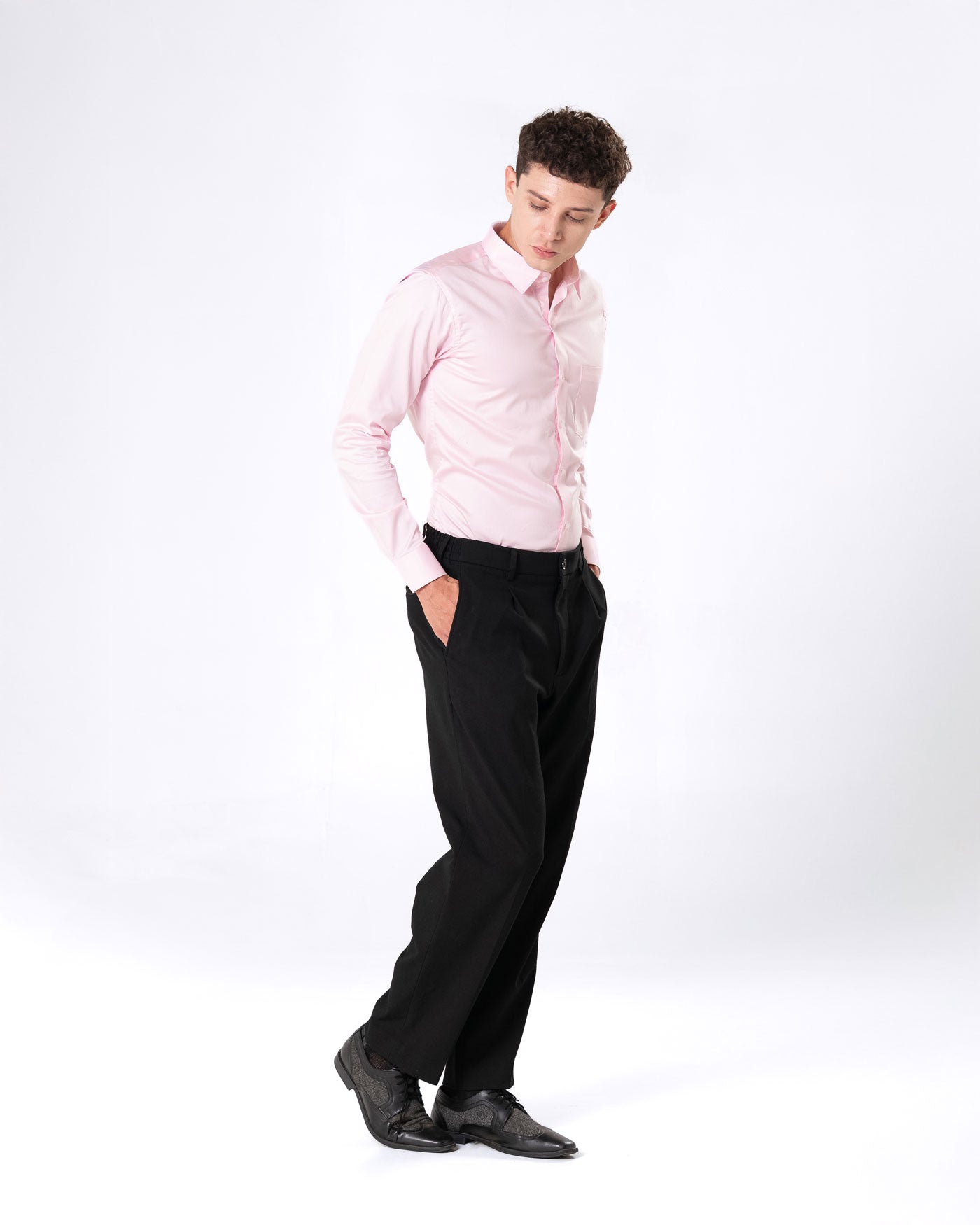 Benedict Pink Cotton Plain Shirt- Bullane