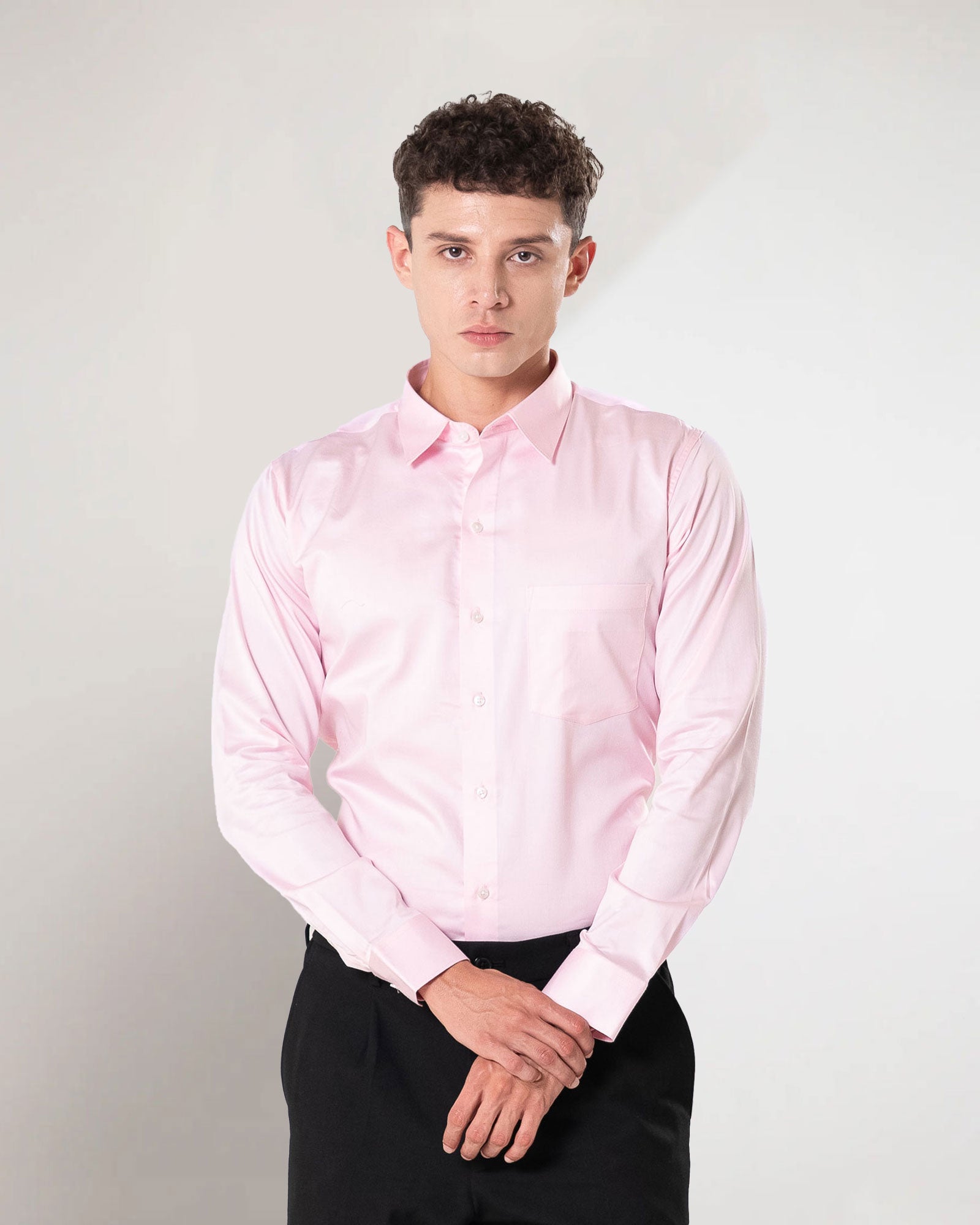 Benedict Pink Cotton Plain Shirt