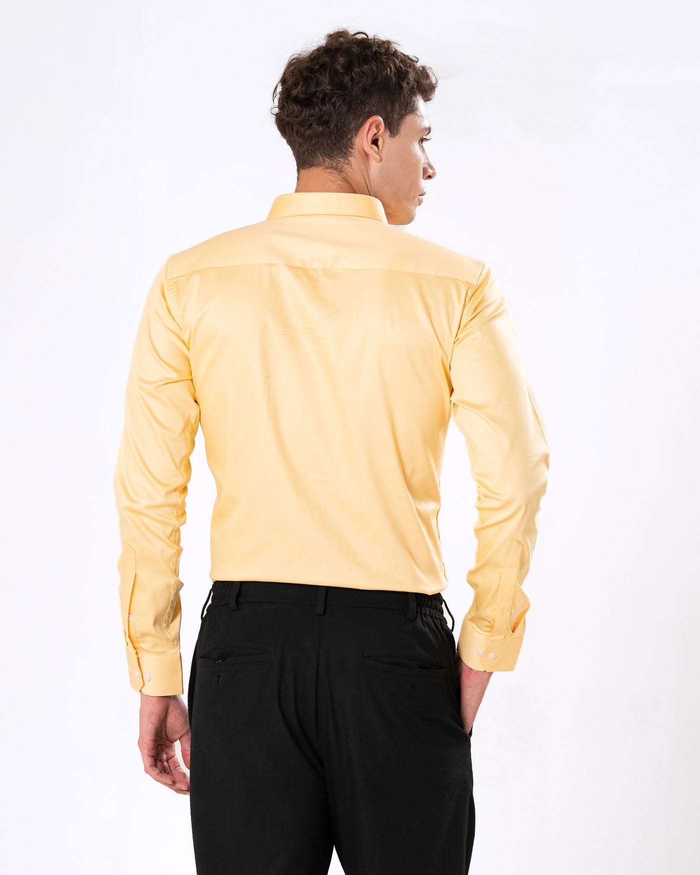 Benedict Yellow Cotton Plain Shirt- Bullane
