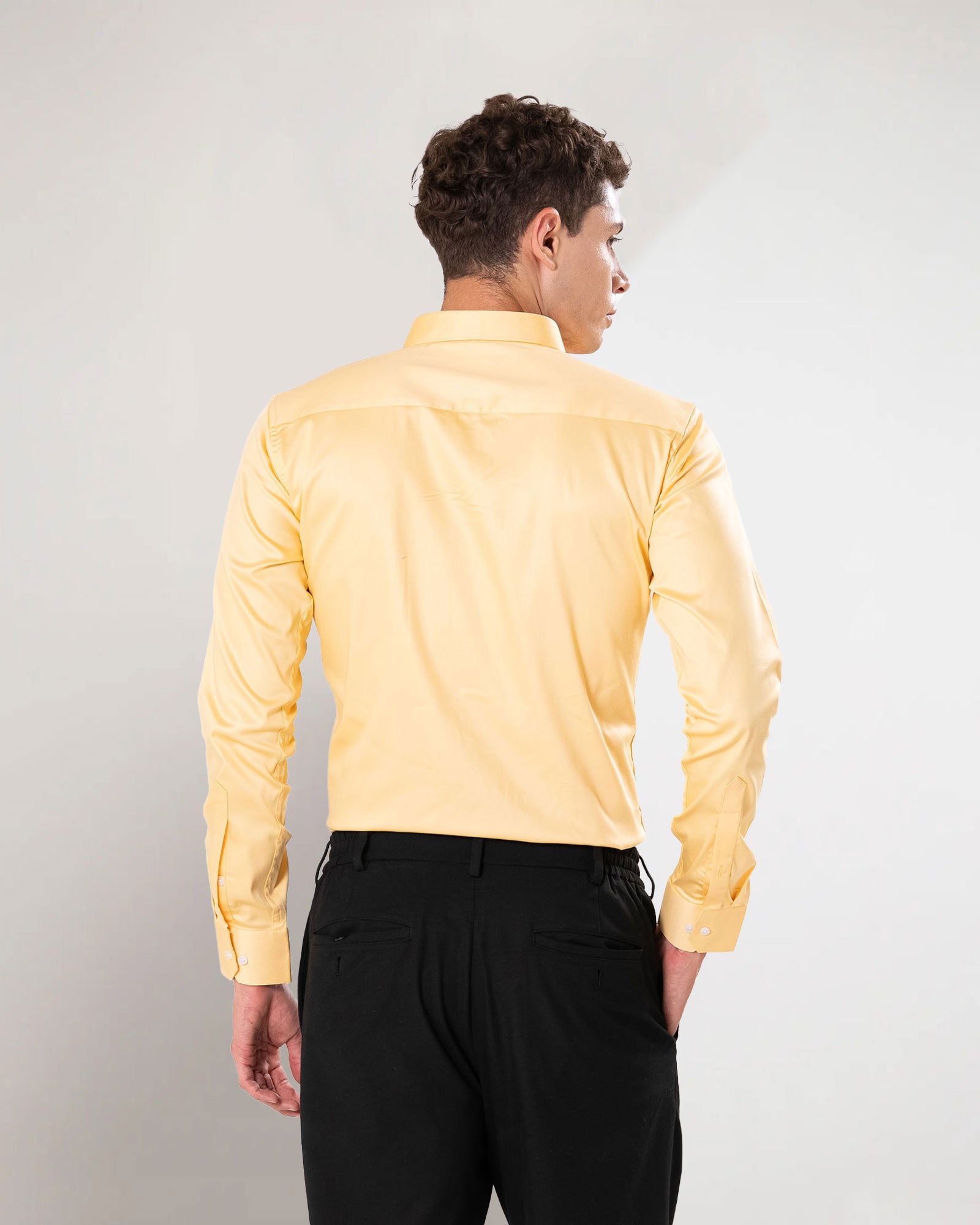 Benedict Yellow Cotton Plain Shirt