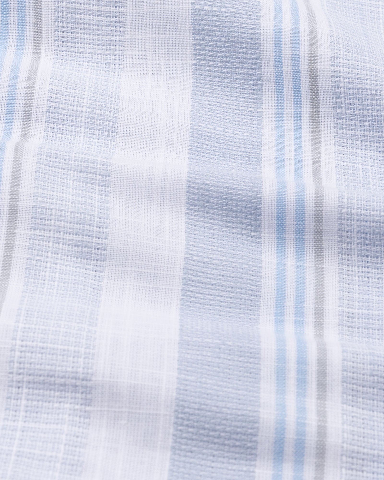 Clarion Blue Linen Stripe Mandarin Shirt
