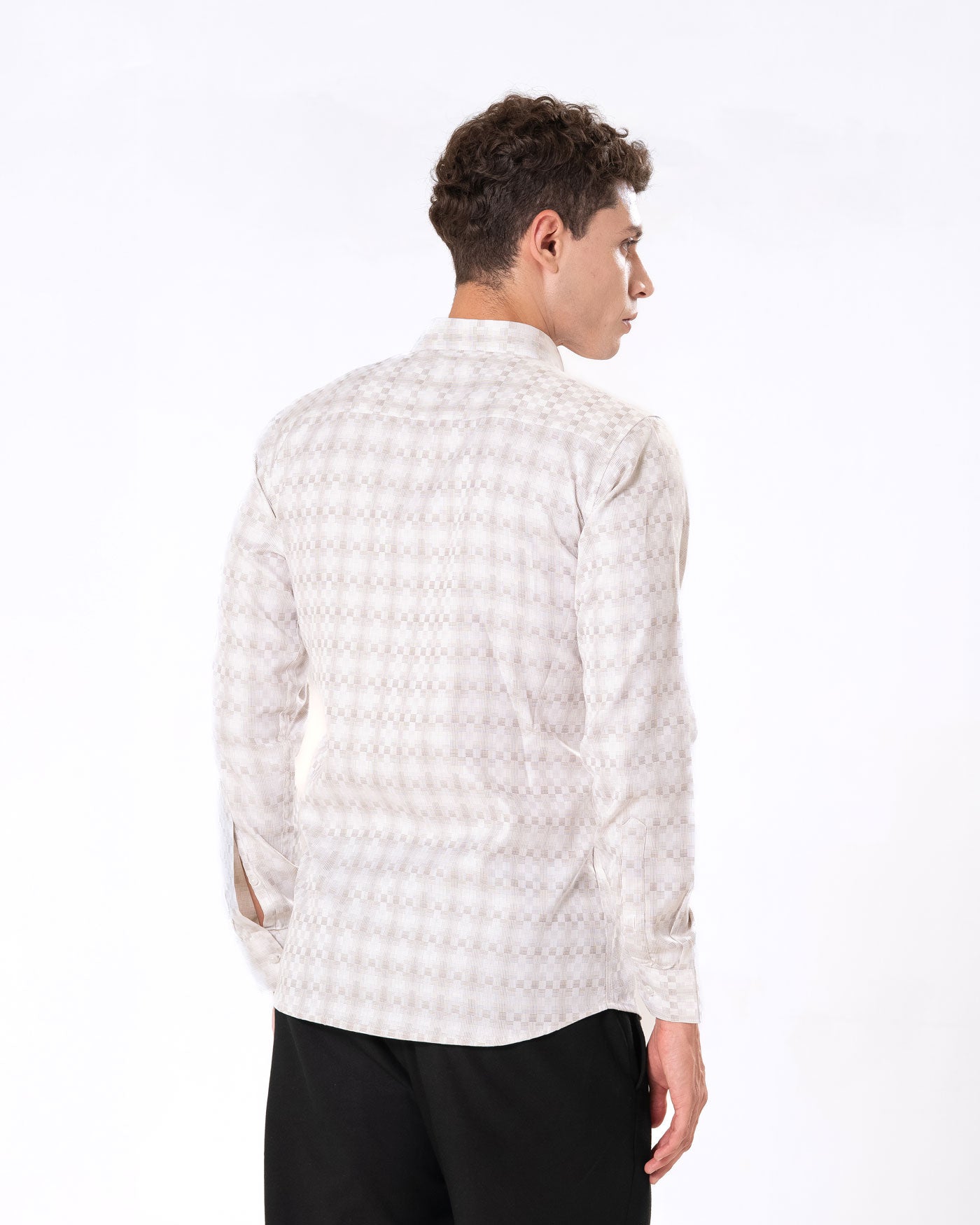 Amster Yellow Cotton Geometric Print Shirt - Bullane