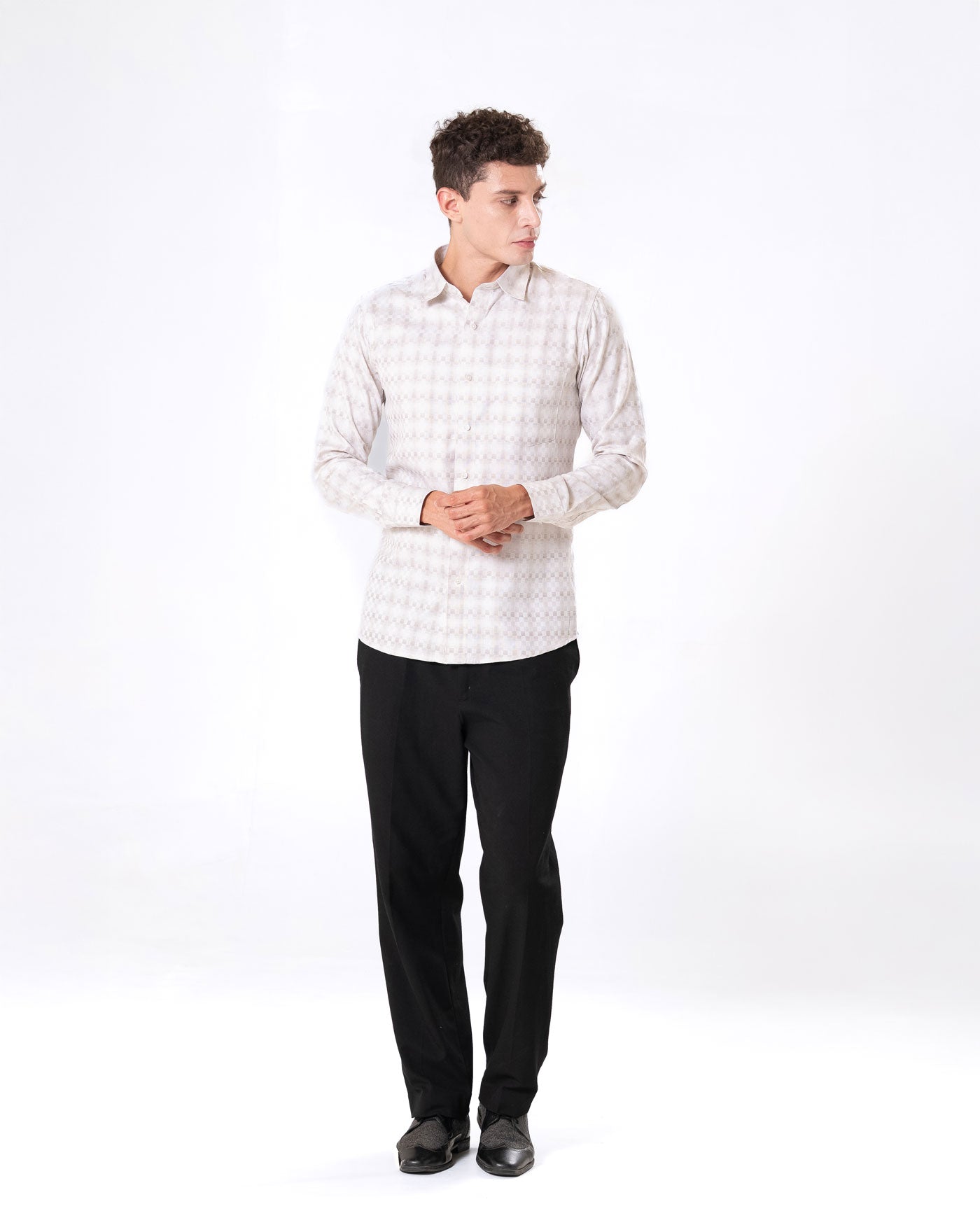 Amster Yellow Cotton Geometric Print Shirt - Bullane