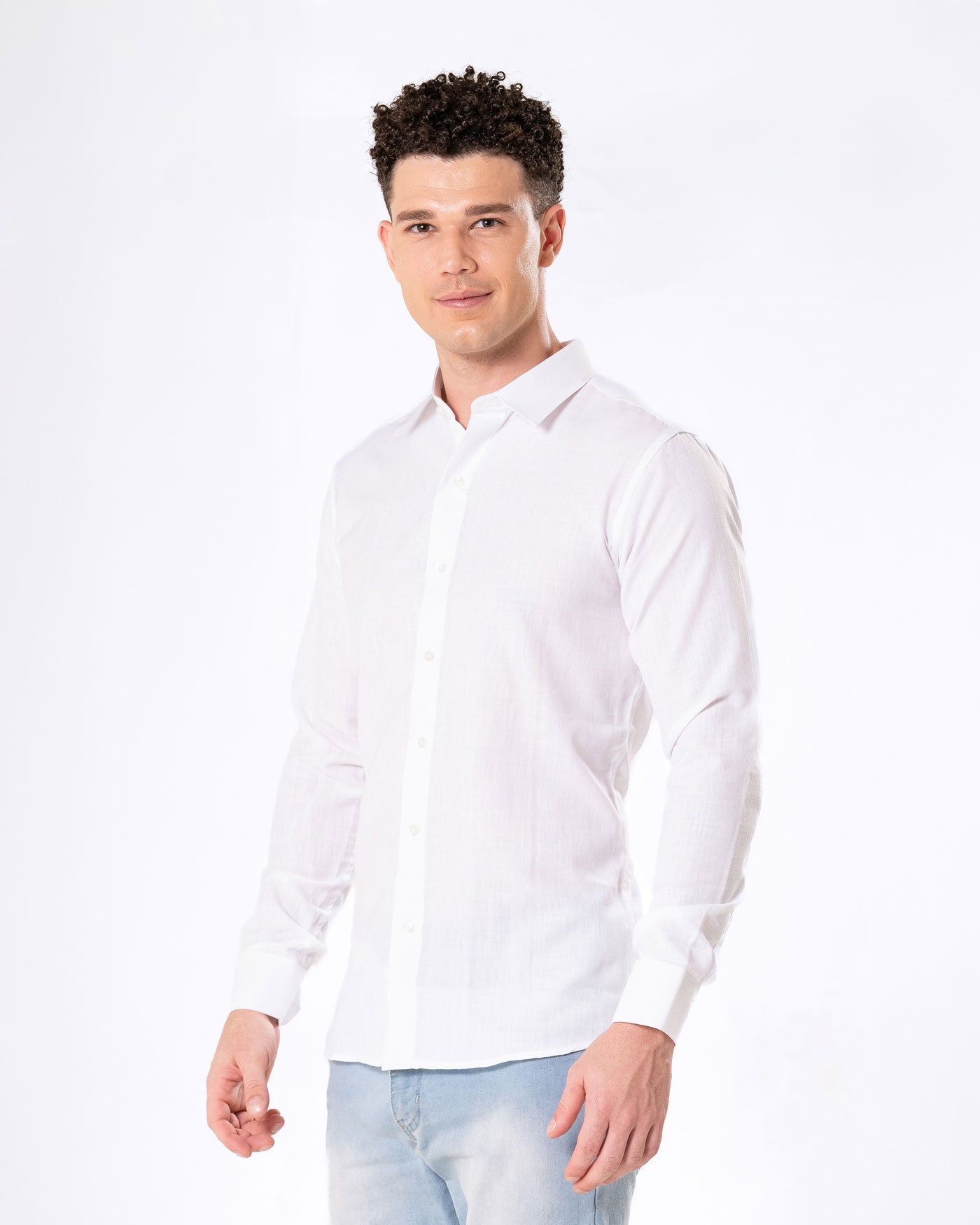 Neutonss White Linen Plain Shirt - Bullane