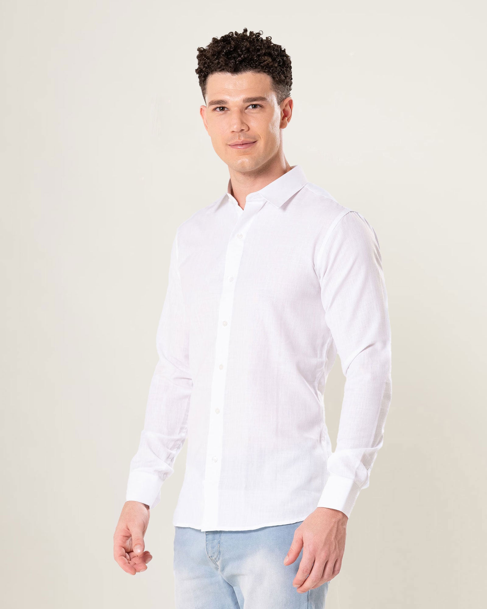 Neutonss White Linen Plain Shirt