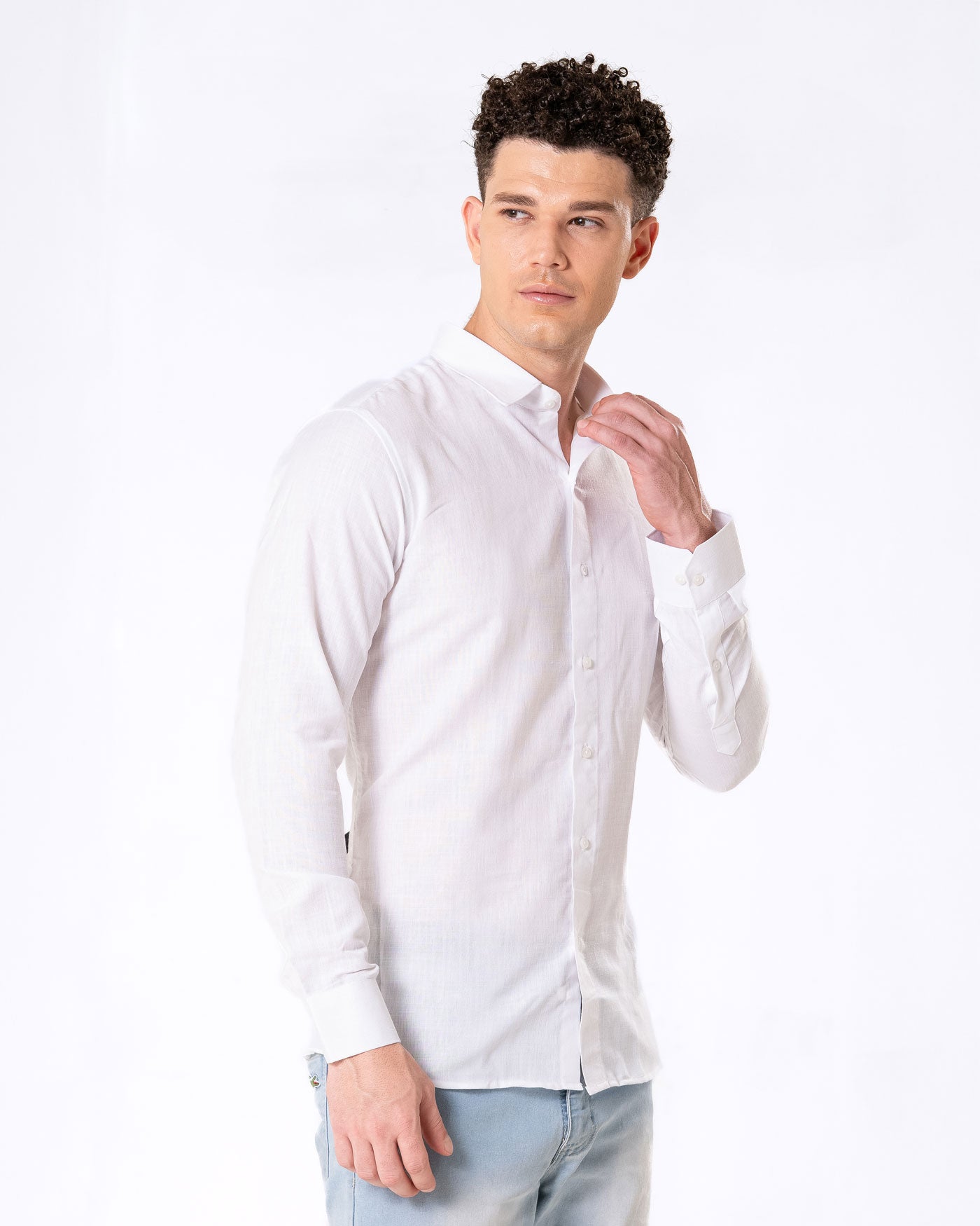 Neutonss White Linen Plain Shirt - Bullane