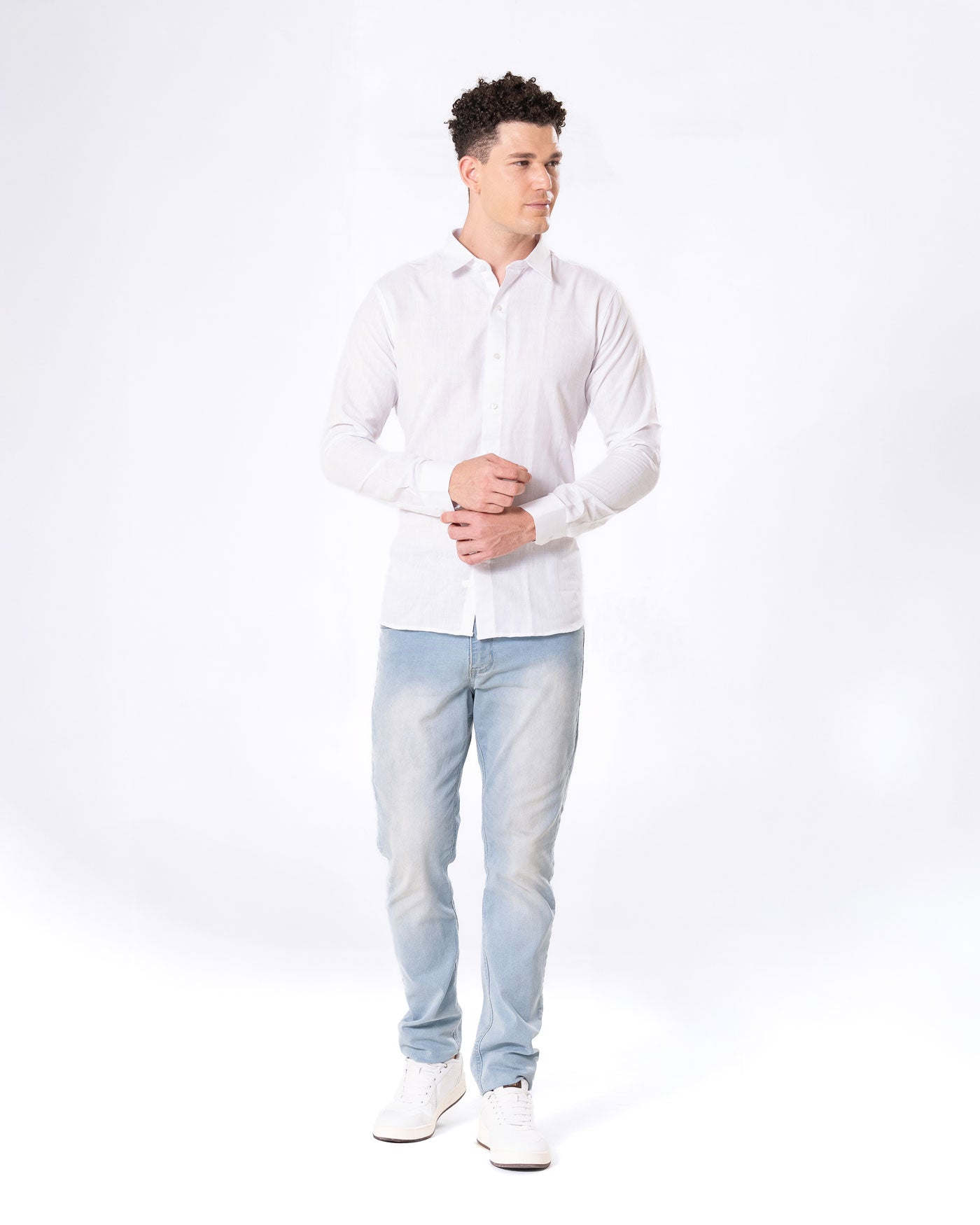 Neutonss White Linen Plain Shirt - Bullane