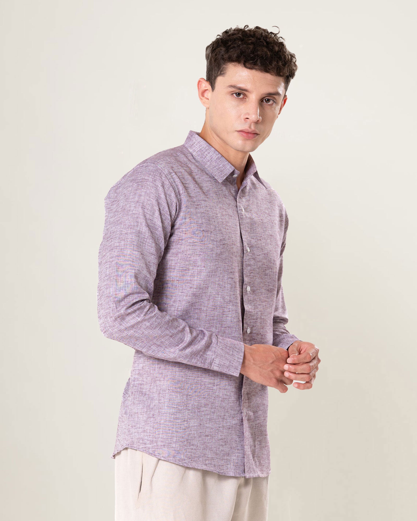 Neutonss Wine Linen Plain Shirt