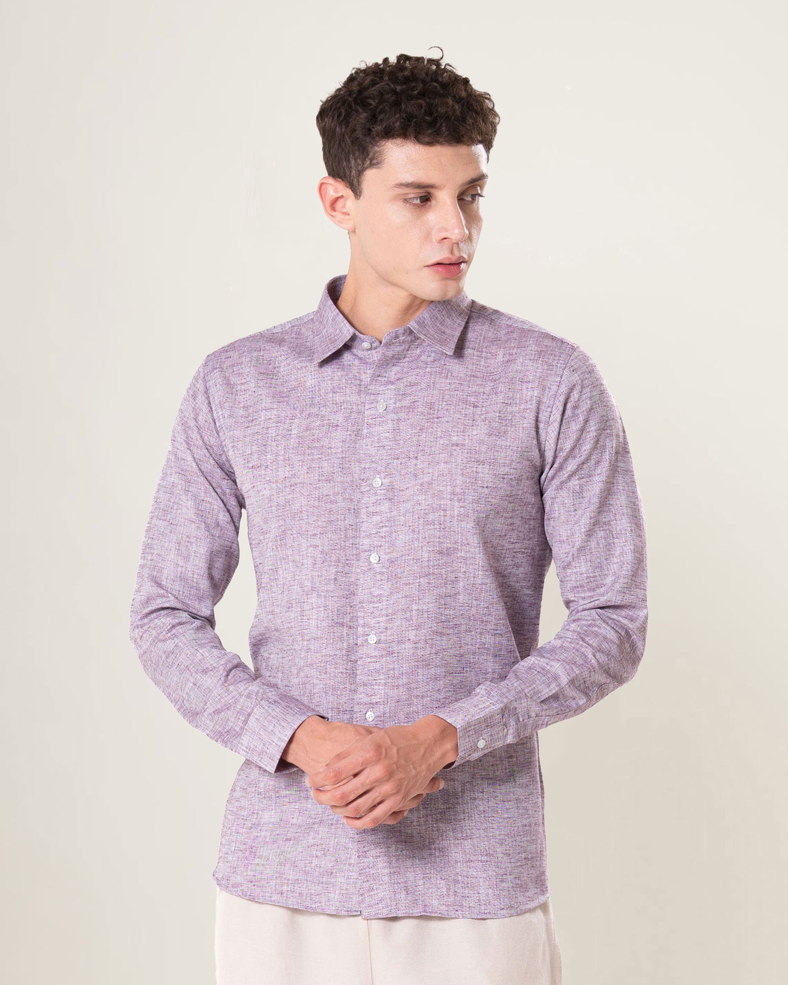 Neutonss Wine Linen Plain Shirt