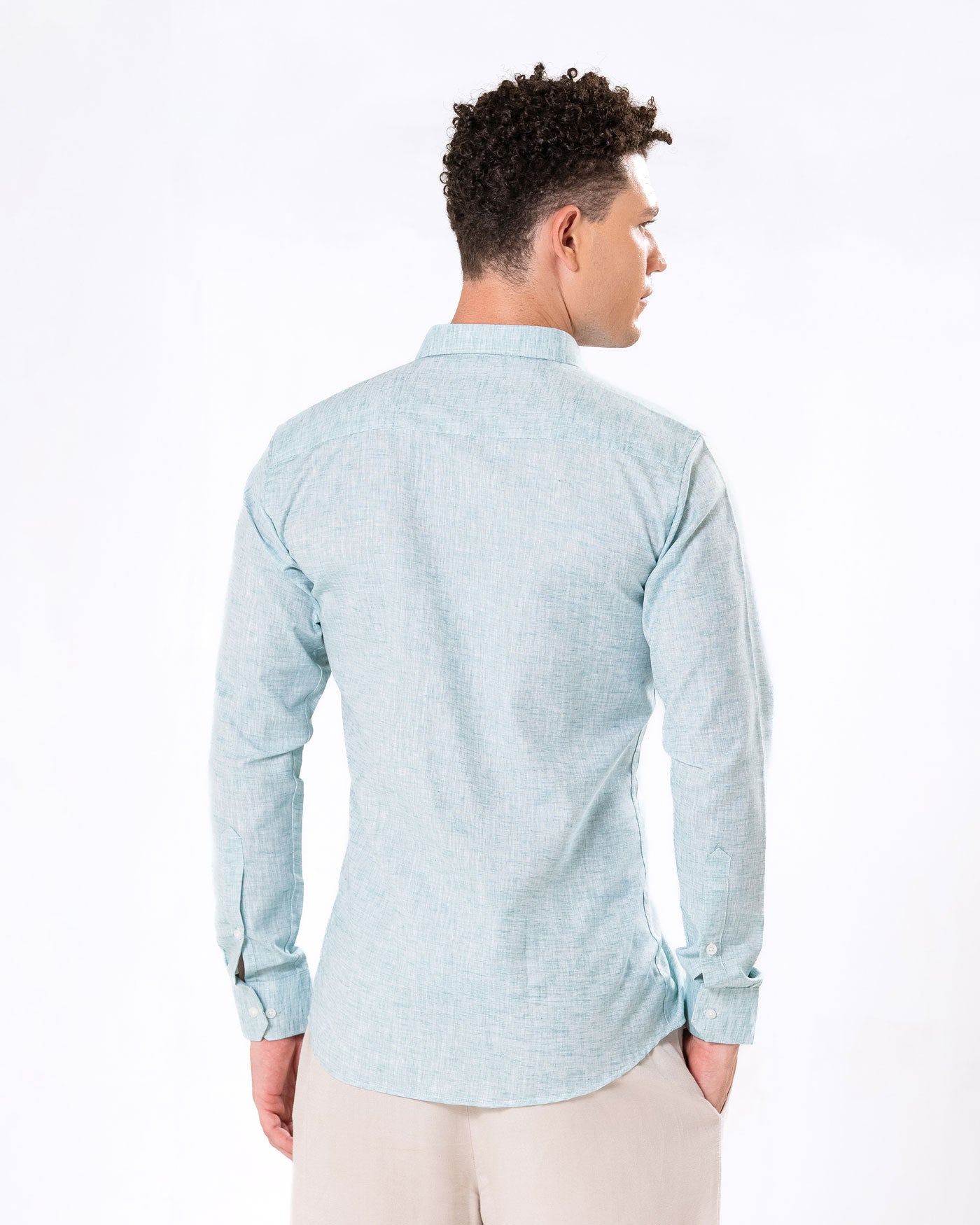 Neutonss Cyan Linen Plain Shirt - Bullane