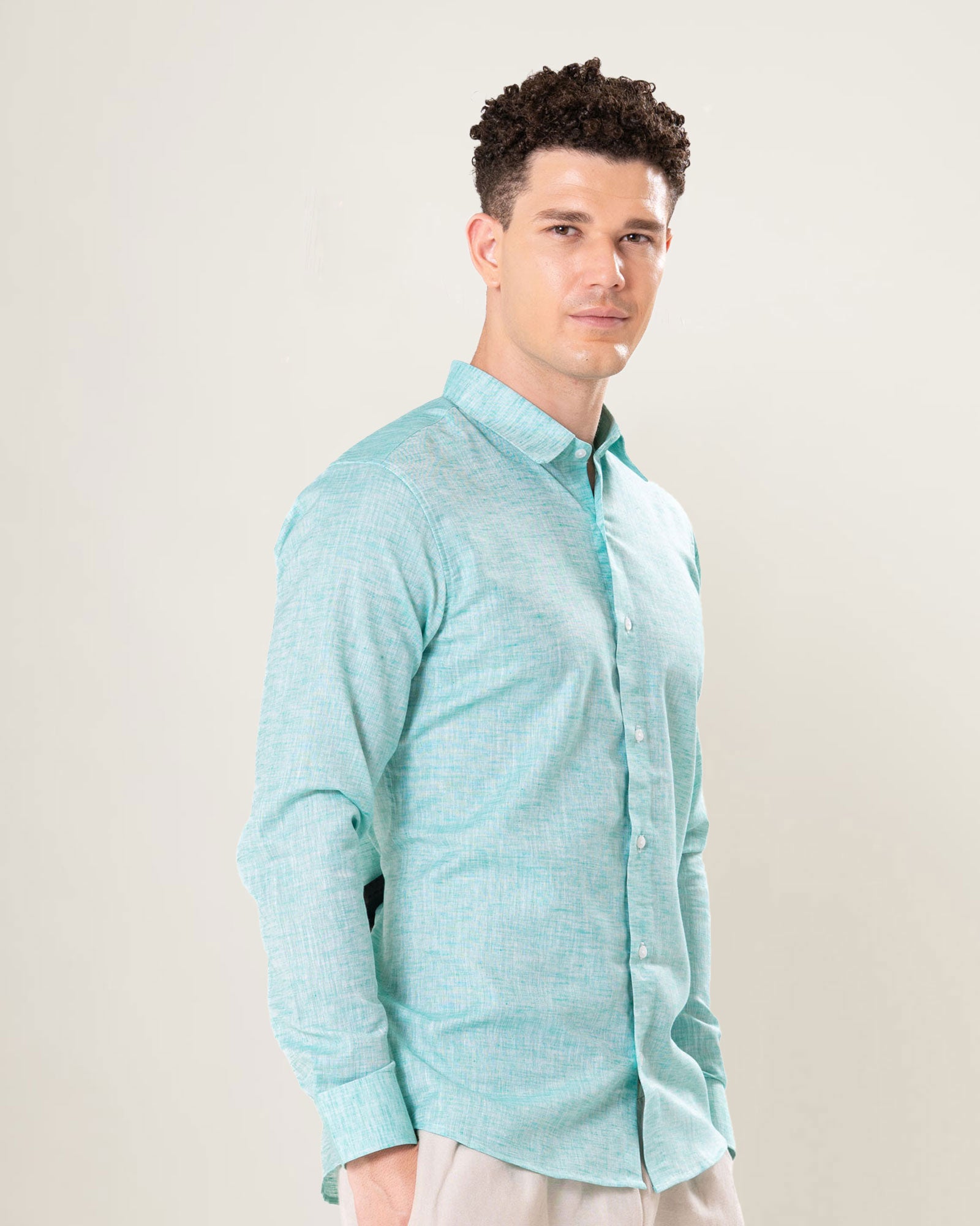 Neutonss Green Linen Plain Shirt