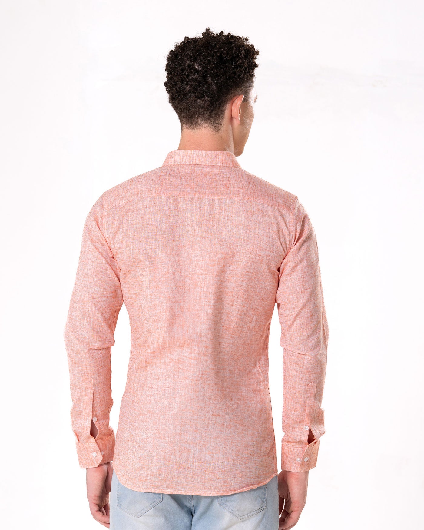 Neutonss Orange Linen Plain Shirt - Bullane
