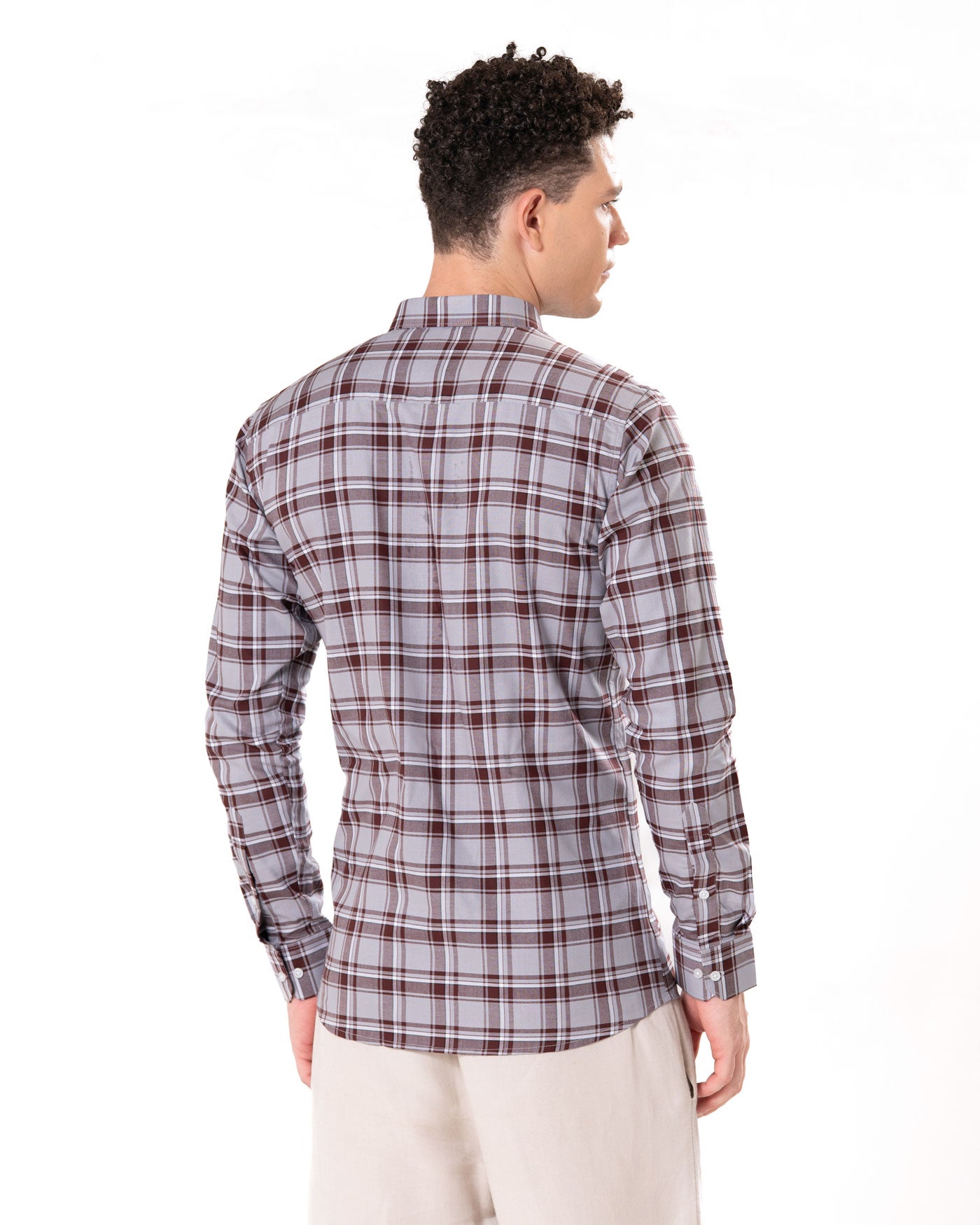 Murcia Maroon Cotton Checks Button Down Shirt - Bullane