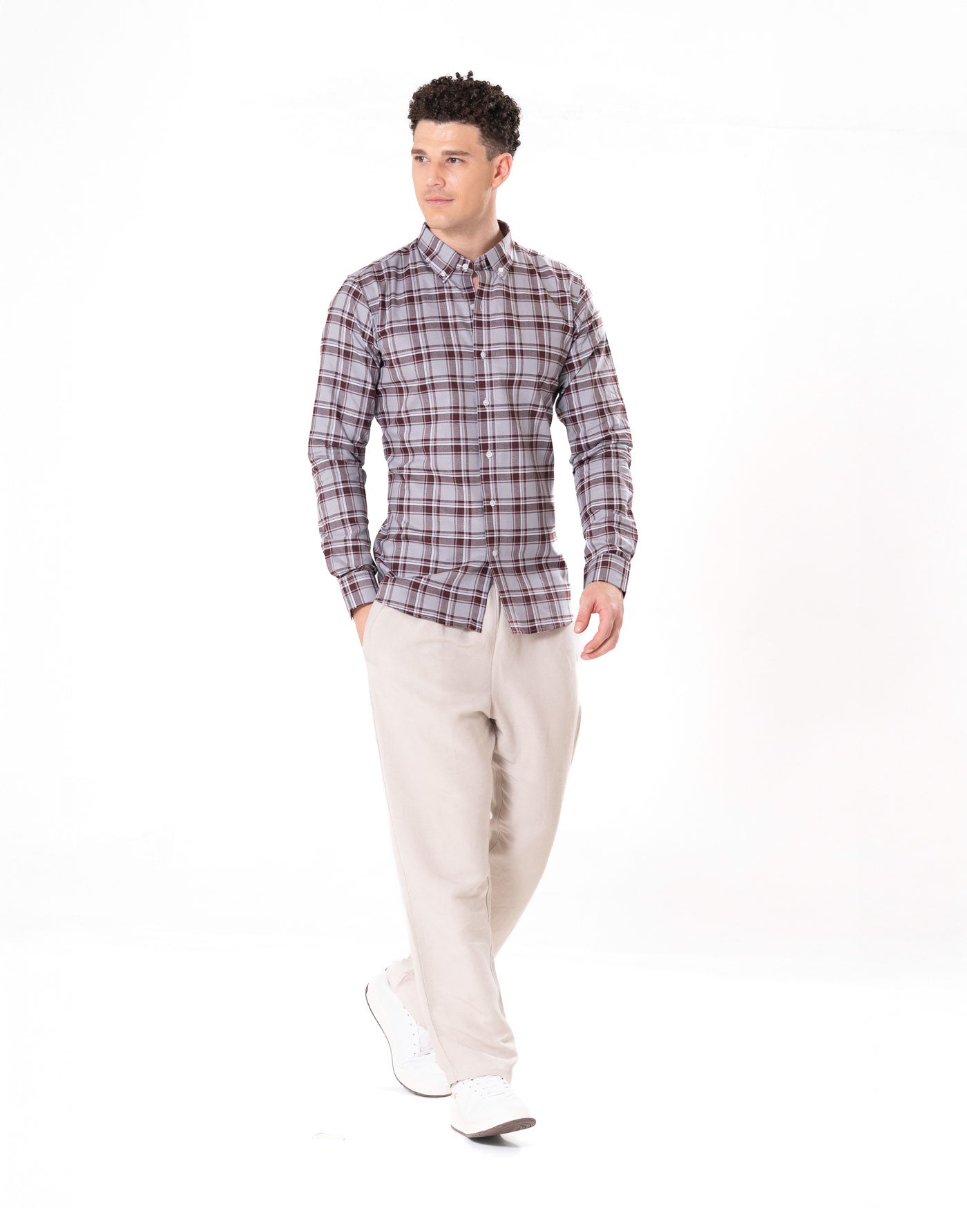 Murcia Maroon Cotton Checks Button Down Shirt - Bullane