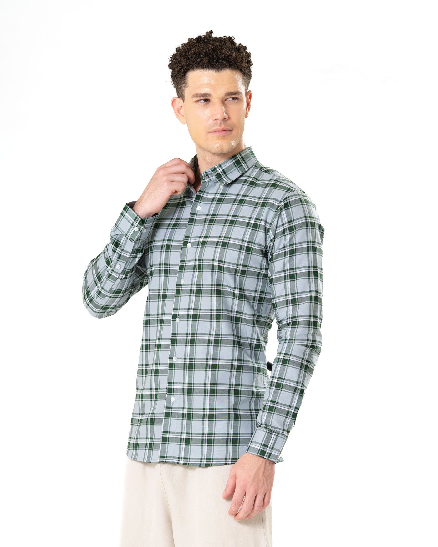 Murcia Green Cotton Checks Button Down Shirt - Bullane