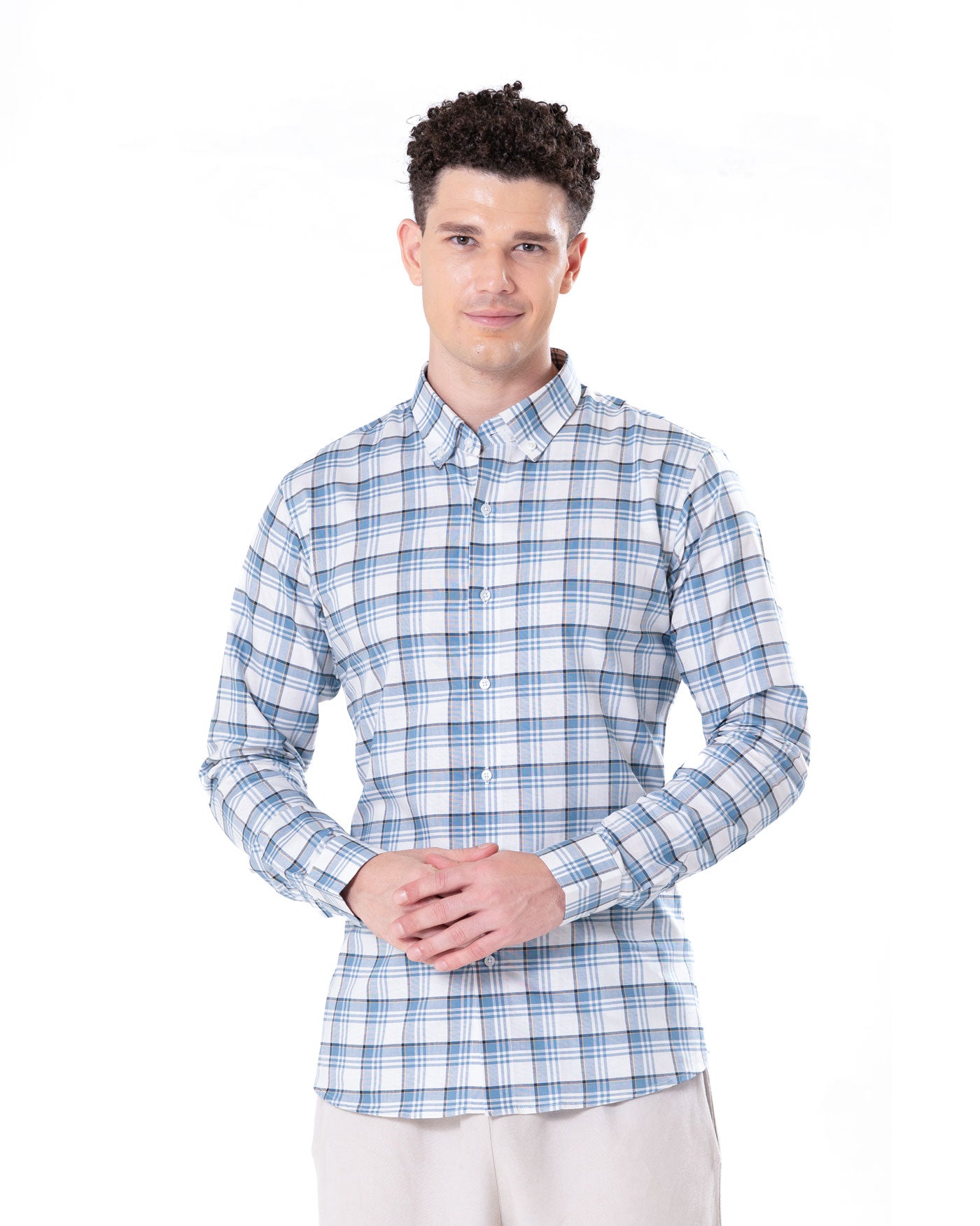 Murcia White Cotton Checks Button Down Shirt - Bullane