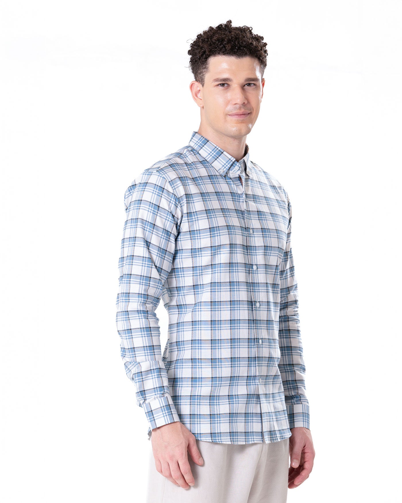 Murcia White Cotton Checks Button Down Shirt - Bullane