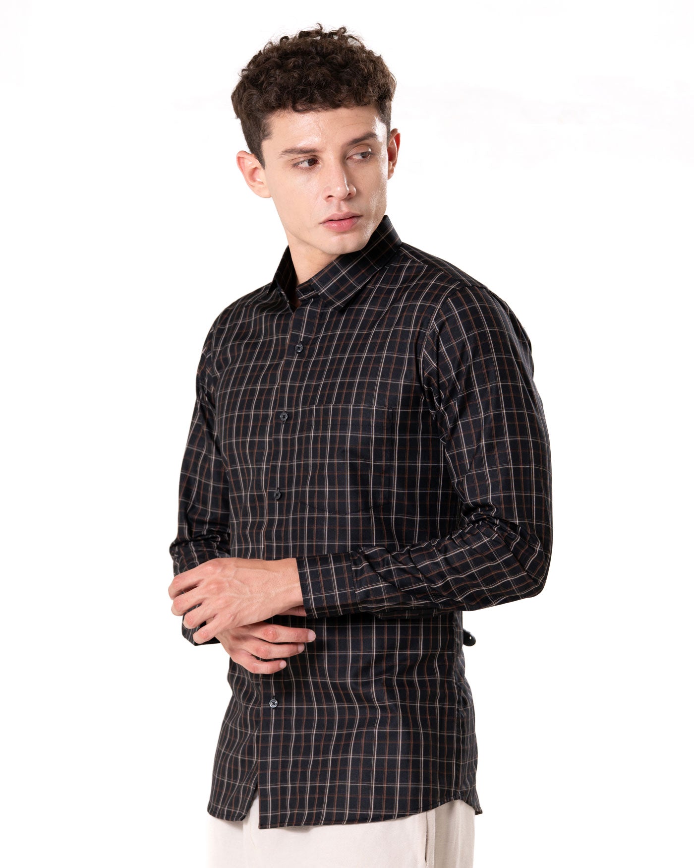 Senza Black Cotton Checks Shirt - Bullane