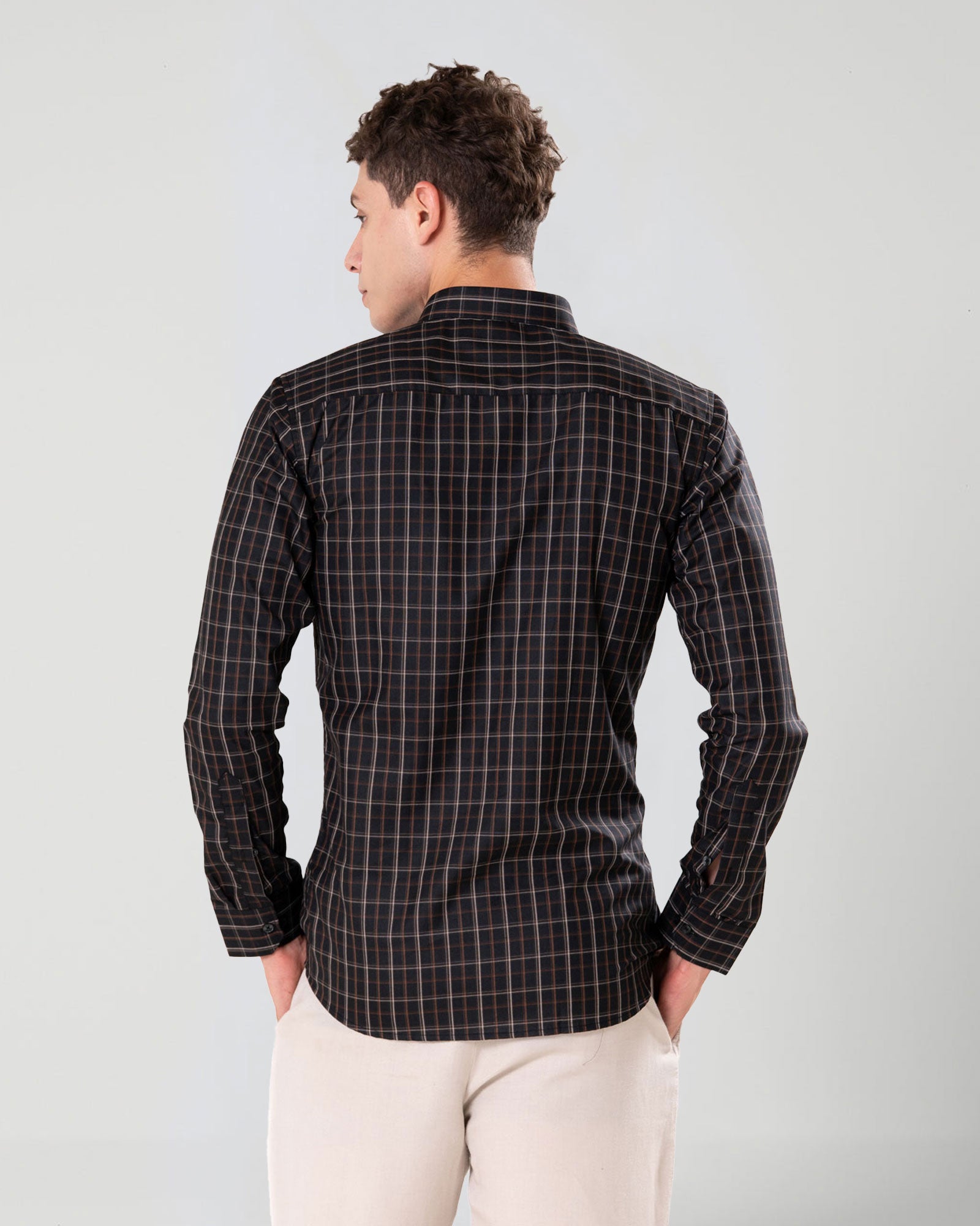 Senza Black Cotton Checks Shirt