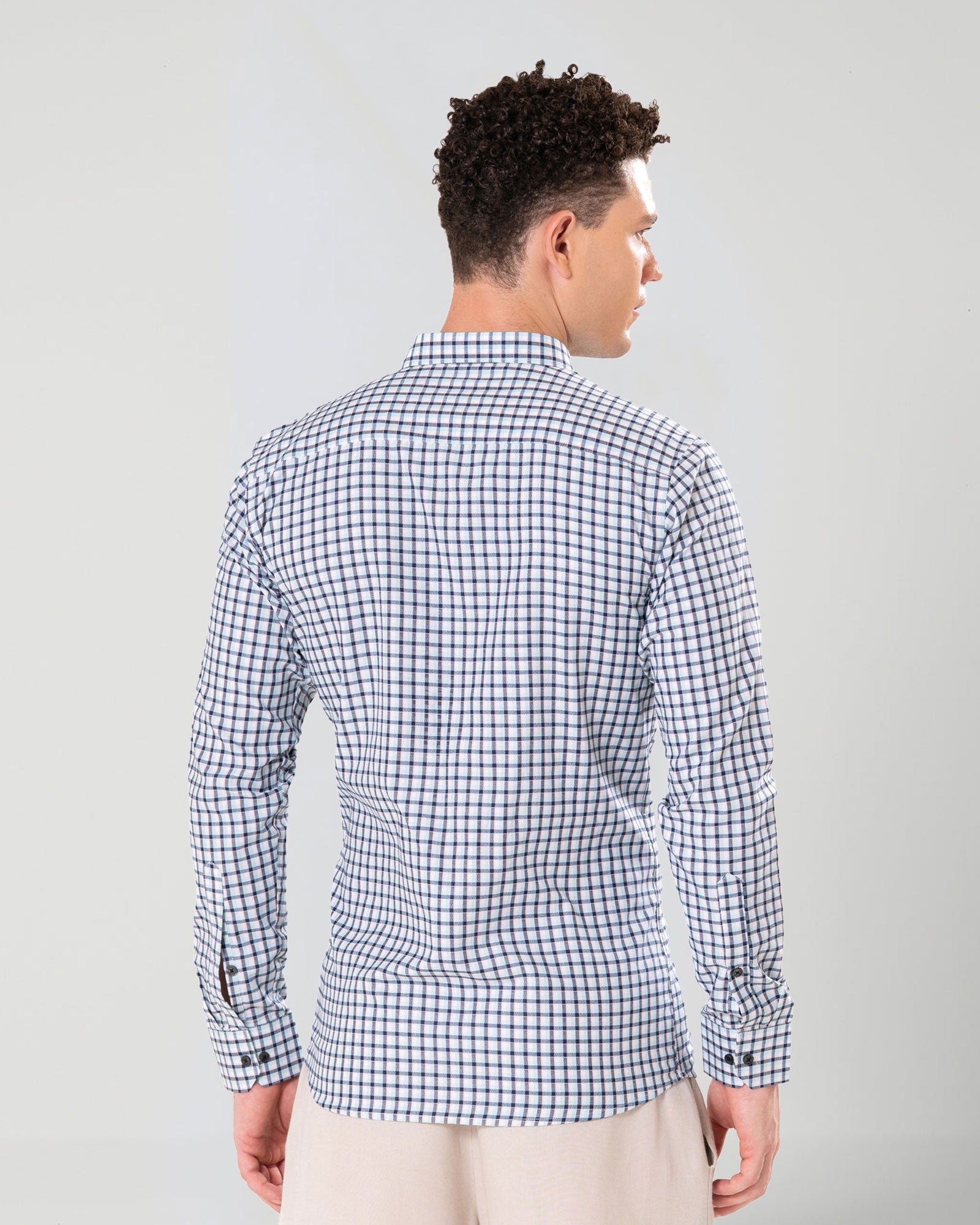 Senza White Cotton Checks Shirt