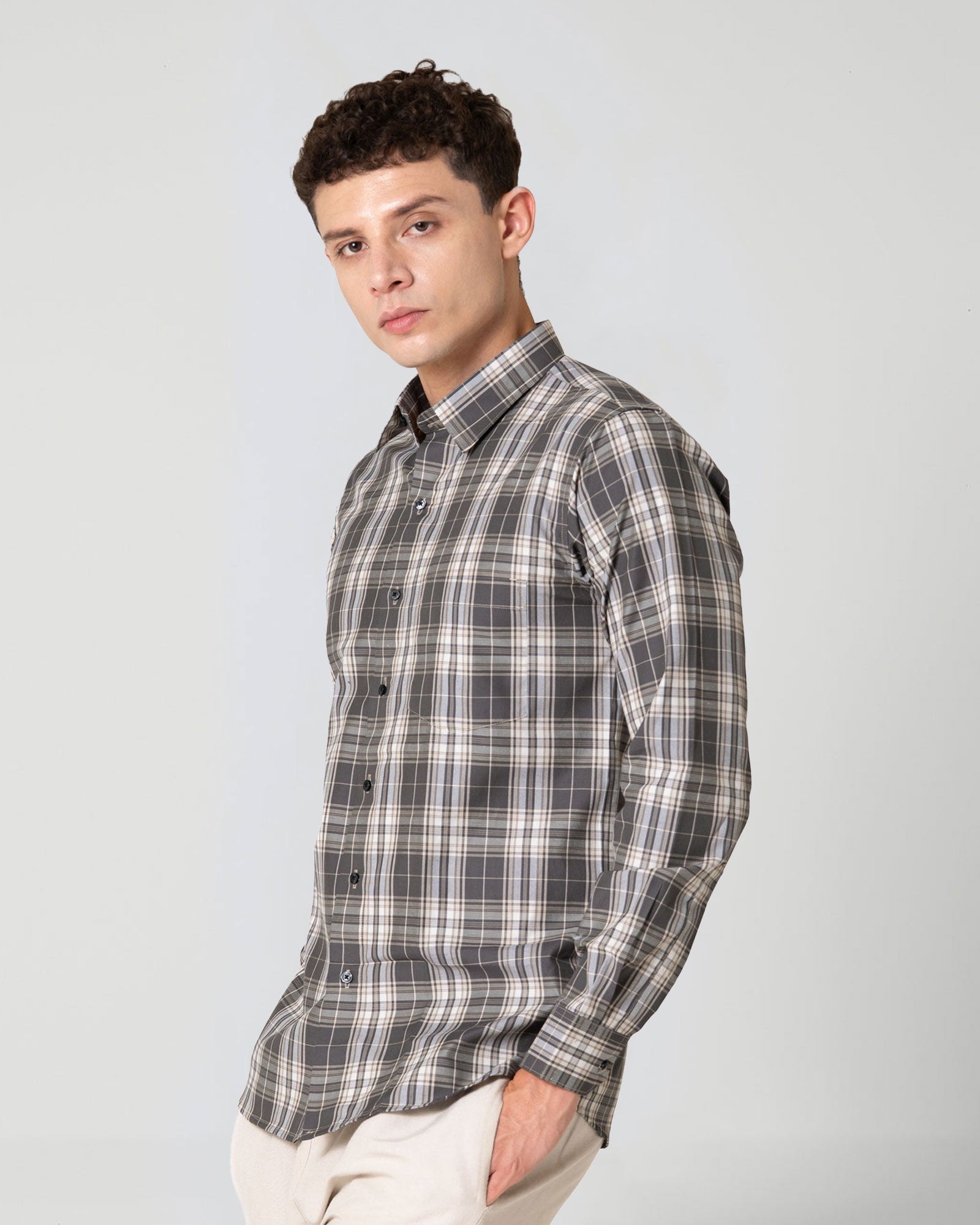 Senza Green Cotton Checks Shirt