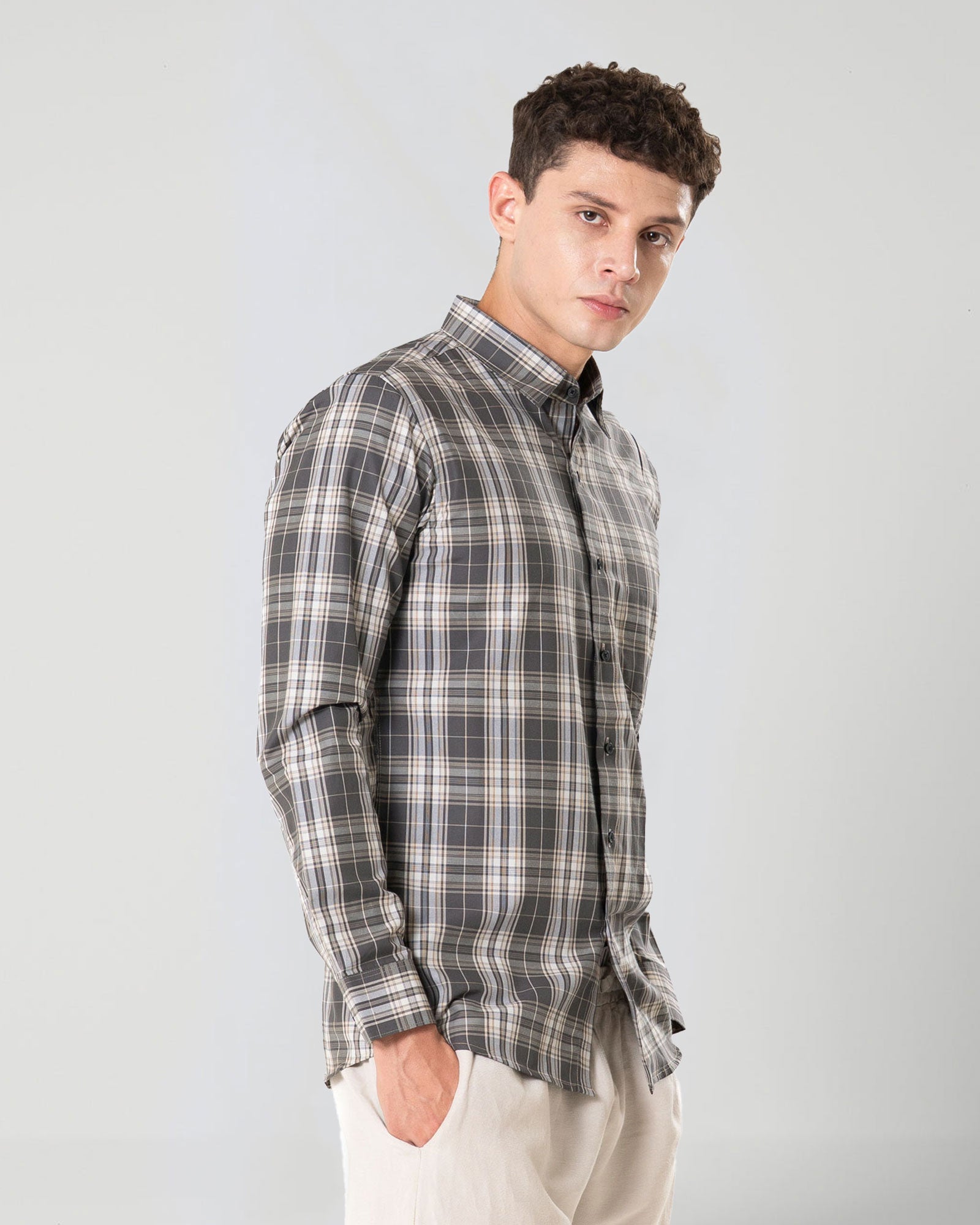 Senza Green Cotton Checks Shirt