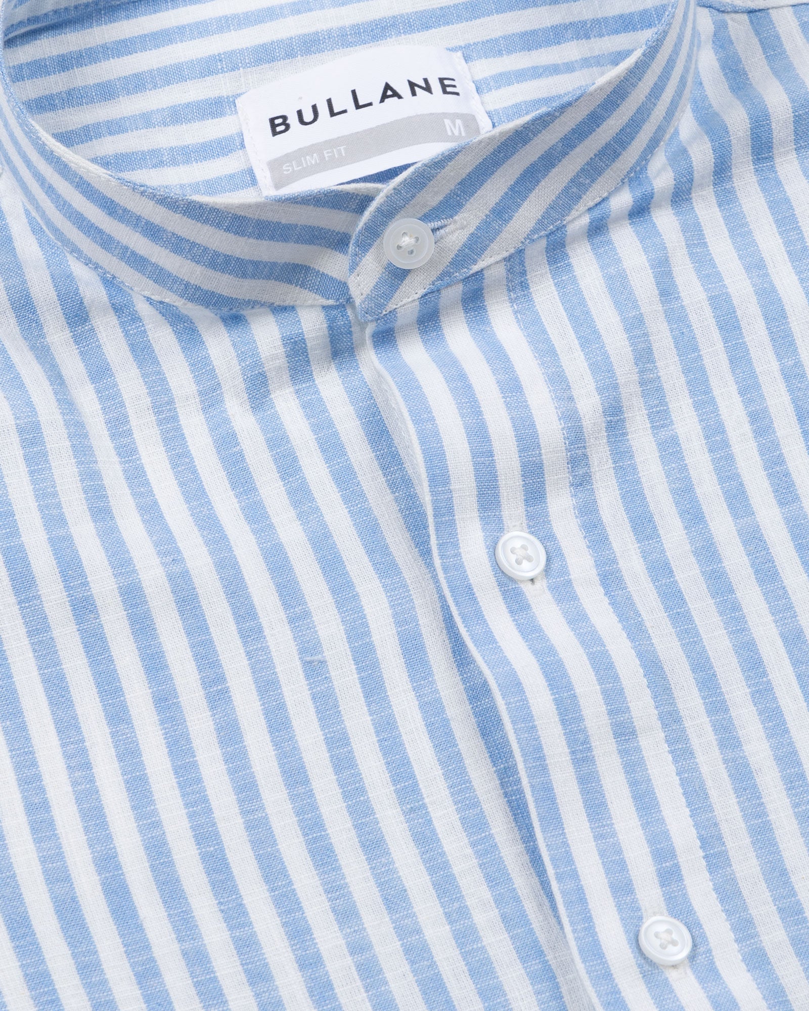 Buy Brisk Blue Linen Stripe Mandarin Shirt – BULLANE