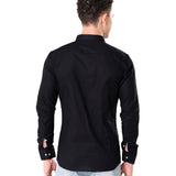 Poist Black Linen Plain Button Down Shirt- Bullane