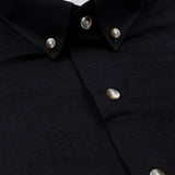 Poist Black Linen Plain Button Down Shirt