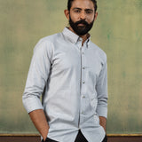 Poist Silver Linen Plain Button Down Shirt